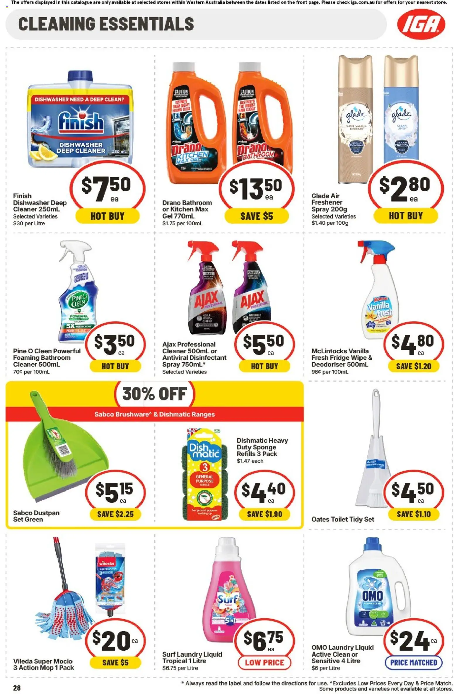 IGA catalogue - valid from 26/08/2026 | Page: 28 | Products: Laundry, Fridge, Vanilla, Bathroom