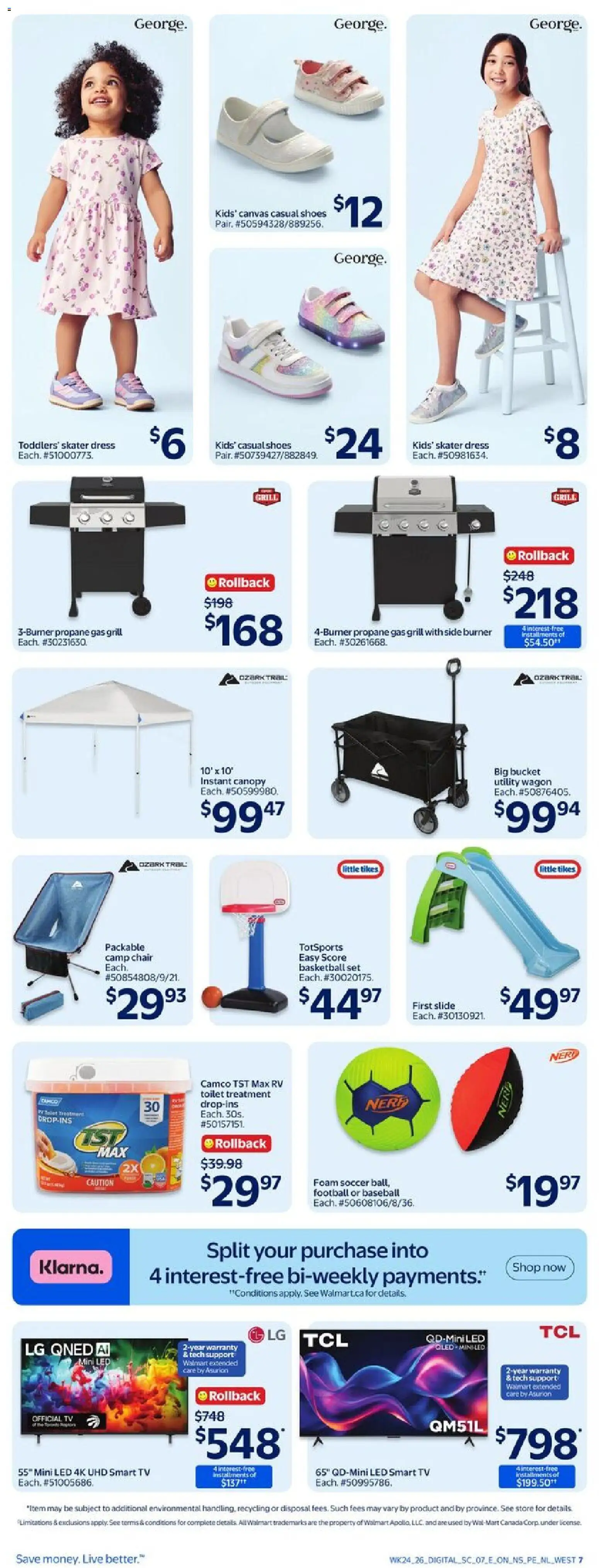 Walmart flyer valid from Jul 9, 2026 | Page: 10 | Products: Dress, Grill, Chair, Shoes