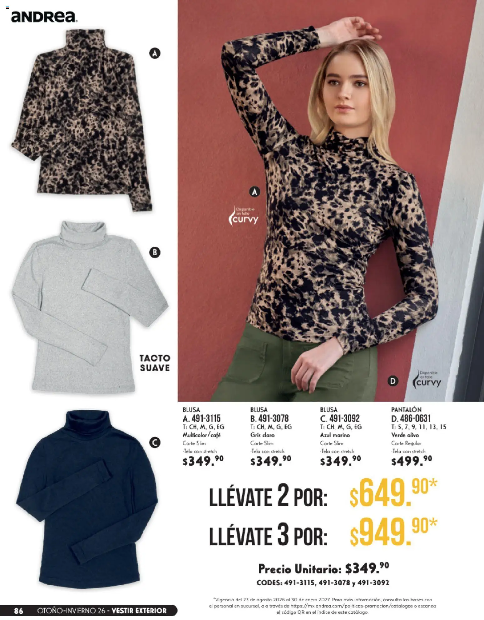 Nuevas ofertas de Andrea válidas en toda la República Mexicana desde el 23/08/2026. ¡Encuentra las mejores ofertas en Andrea catálogo Vestir! | Página: 86 | Productos: Blusa