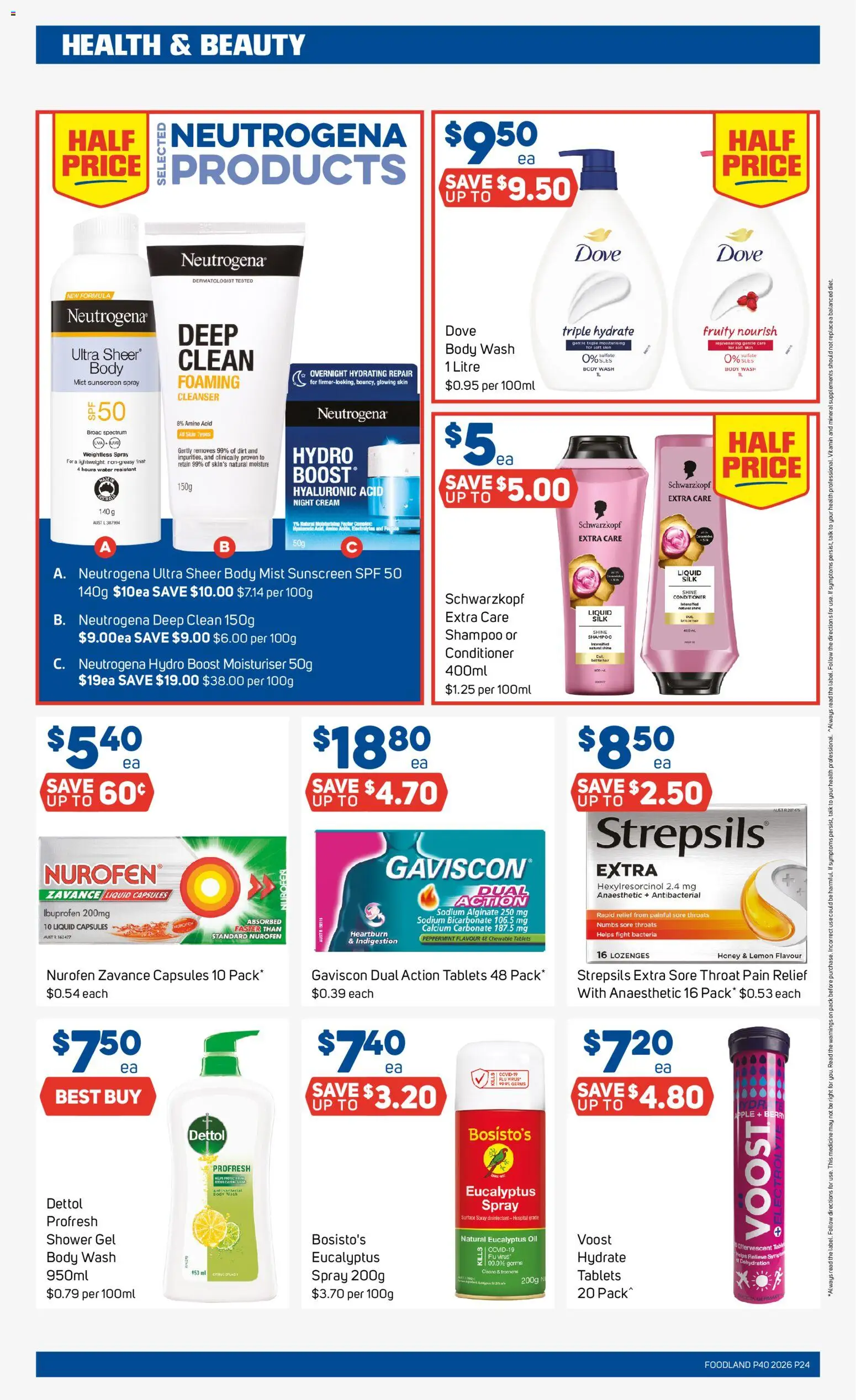Foodland catalogue - valid from 30/09/2026 | Page: 24 | Products: Moisturiser, Lemon, Night cream, Pain relief
