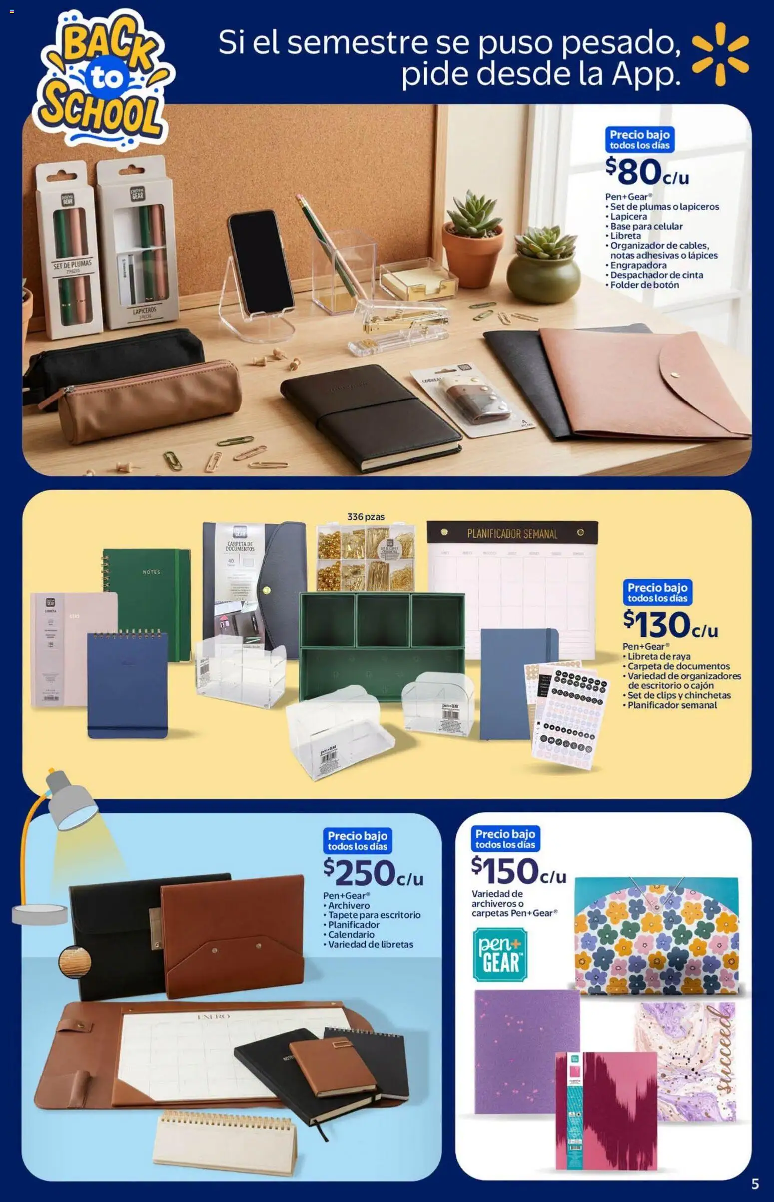 Nuevas ofertas de Walmart válidas en toda la República Mexicana desde el 08/07/2026. ¡Encuentra las mejores ofertas en Walmart folleto Back to School! | Página: 5 | Productos: Cinta, Engrapadora, Escritorio, Tapete