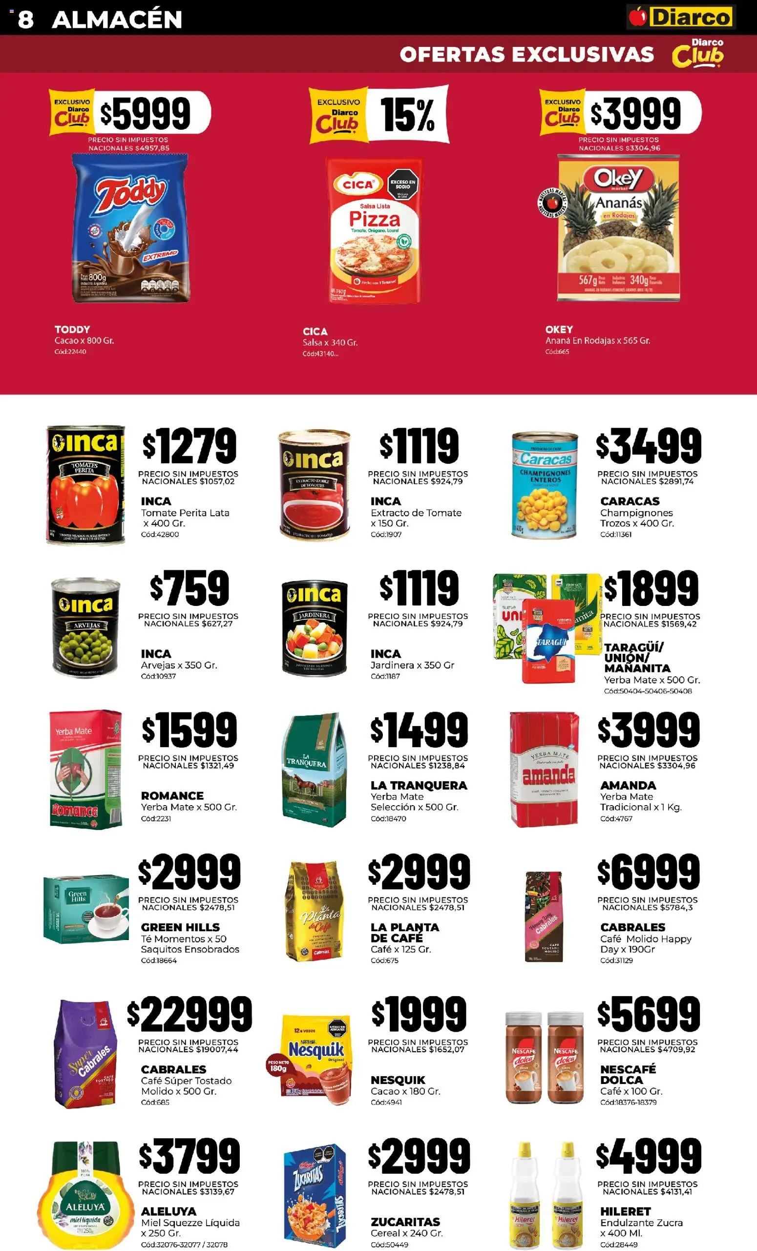 Diarco - Ofertas Pueblo Interior │ válido desde el 03/08/2026 | Página: 8 | Productos: Peso, Miel, Café, Pizza