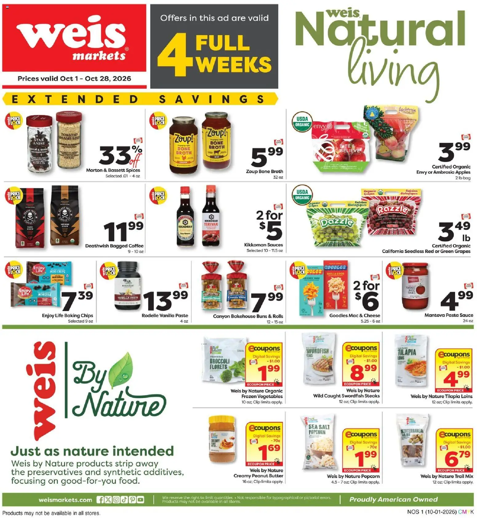 Weis Natural Living - valid from 10/01/2026 | Page: 1 | Products: Clip, Popcorn, Pasta, Sauce