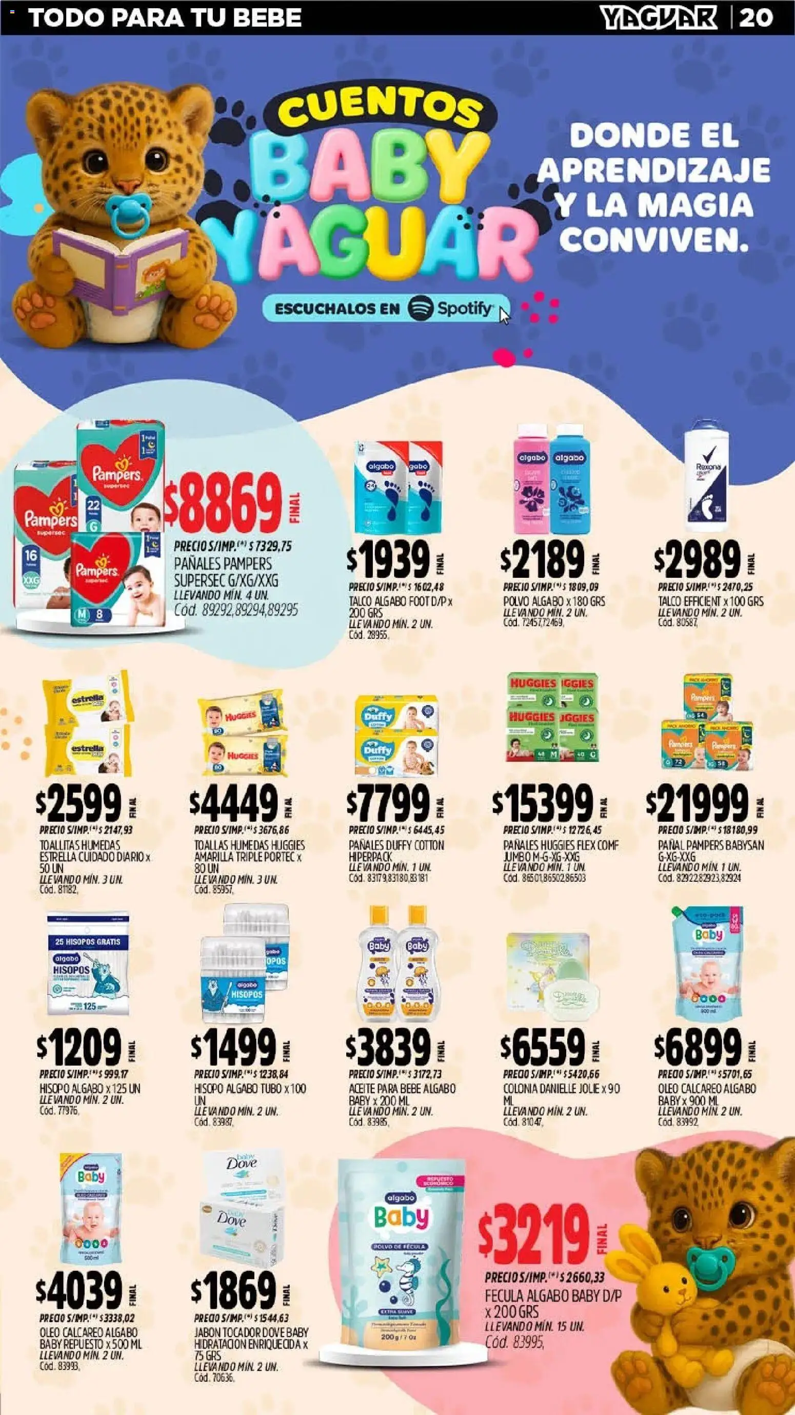 Yaguar - Oferta Semanal Jujuy │ válido desde el 24/08/2026 | Página: 20 | Productos: Copos, Aceite, Toallitas húmedas, Pañales