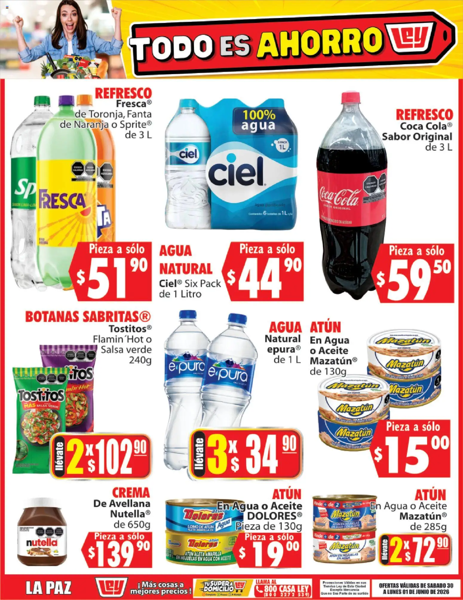 Nuevas ofertas de Casa Ley válidas en toda la República Mexicana desde el 30.05.2026. ¡Encuentra las mejores ofertas en Casa Ley folleto Todo es ahorro! | Página: 6 | Productos: Atún, Crema, Aceite, Hojuelas