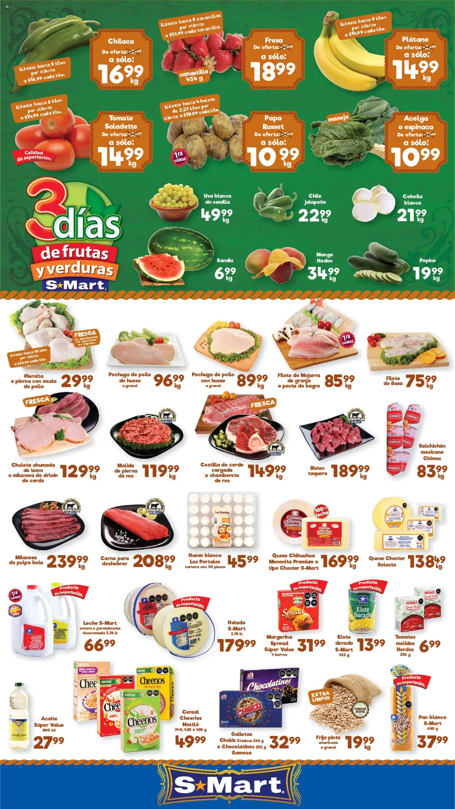 Nuevas ofertas de S-Mart válidas en toda la República Mexicana desde el 30/06/2026. ¡Encuentra las mejores ofertas en S-Mart folleto! | Página: 1 | Productos: Acelga, Salchicha, Manzana, Huevo