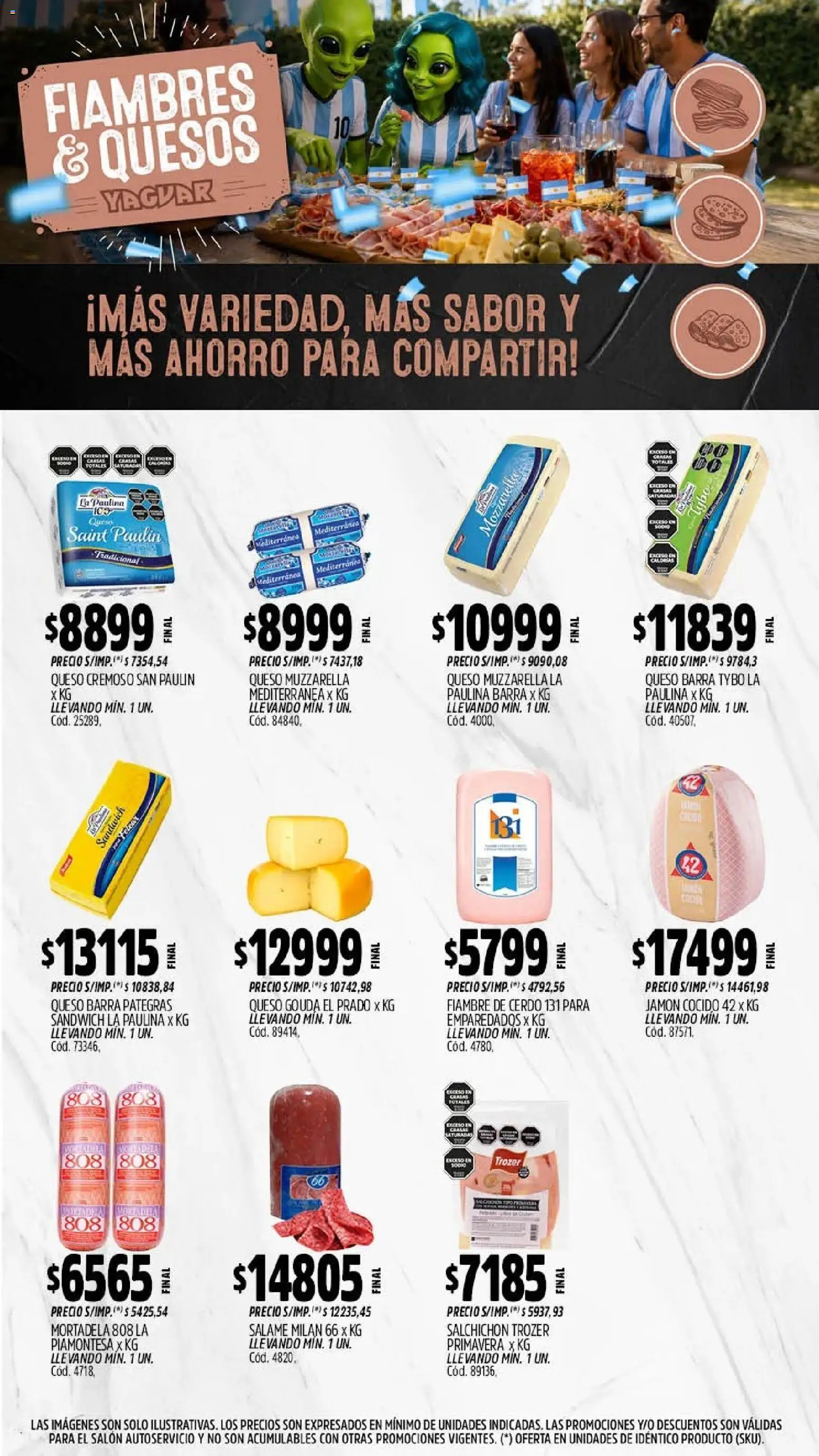 Yaguar - Oferta Semanal General Roca │ válido desde el 13/07/2026 | Página: 8 | Productos: Jamón cocido, Mortadela, Queso, Jamón