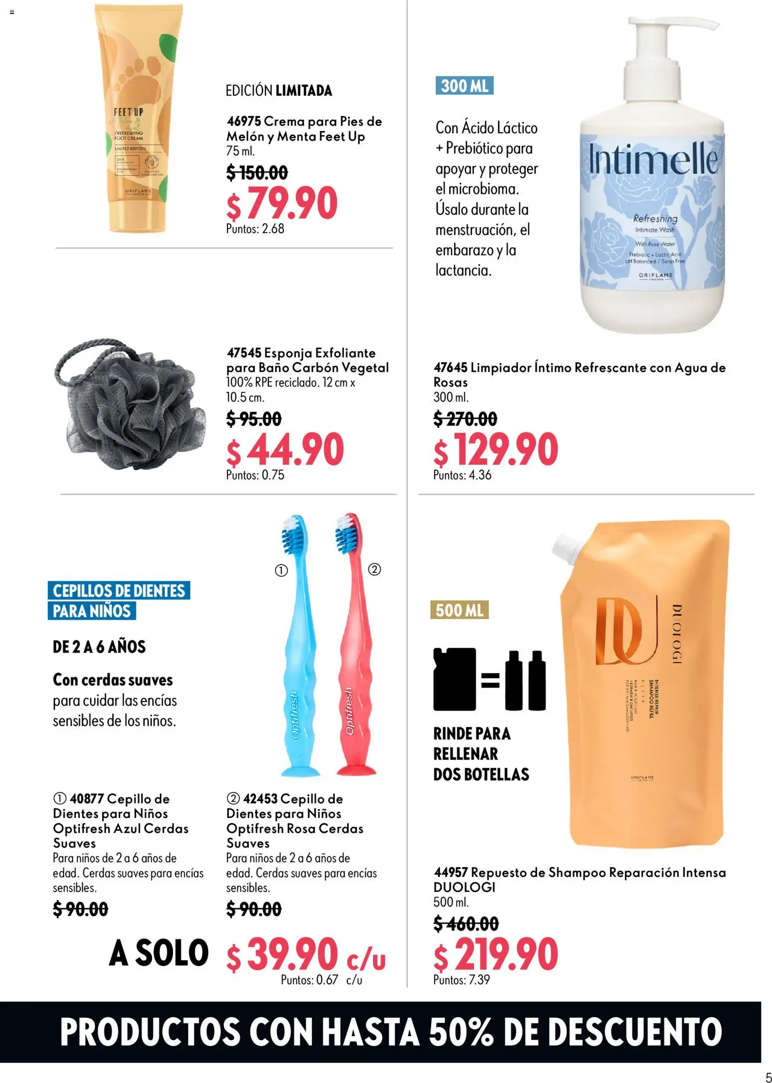 Nuevas ofertas de Oriflame válidas en toda la República Mexicana desde el 18/07/2026. ¡Encuentra las mejores ofertas en Oriflame catálogo Venta Especial! | Página: 5 | Productos: Cepillo, Esponja, Limpiador, Baño