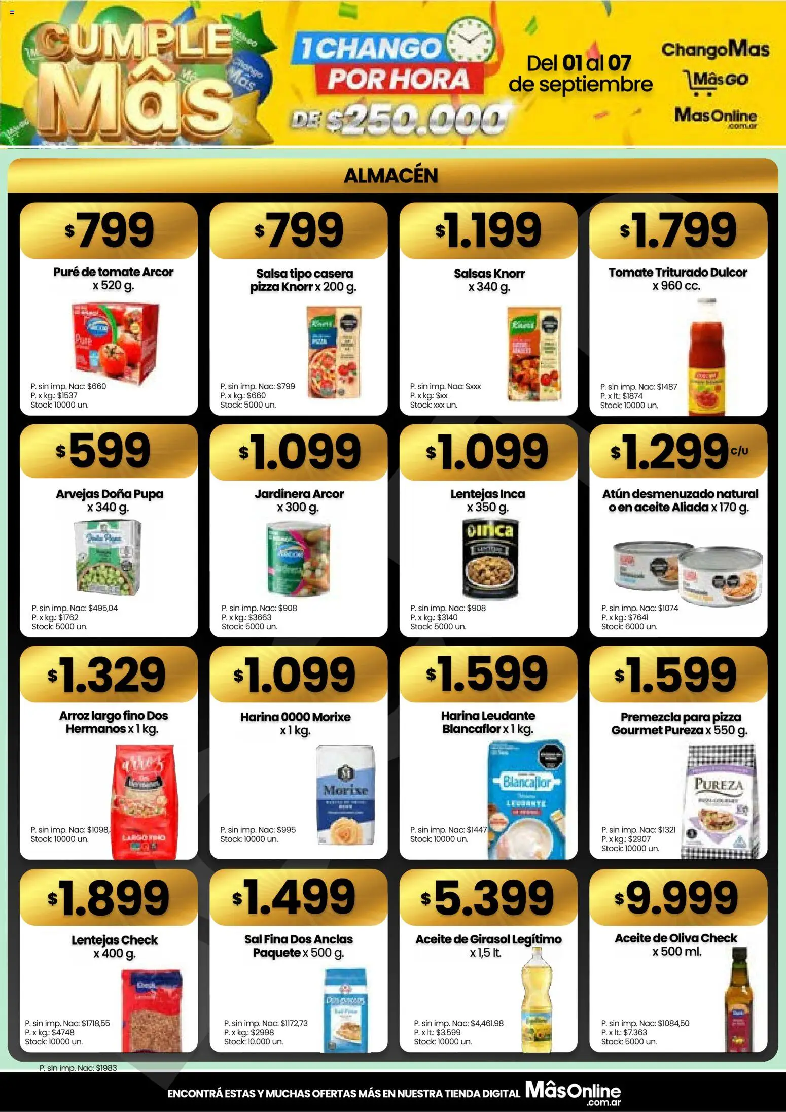 Changomas ofertas │ válido desde el 01/09/2026 | Página: 3 | Productos: Harina, Tomate, Aceite de girasol, Pure de Tomate