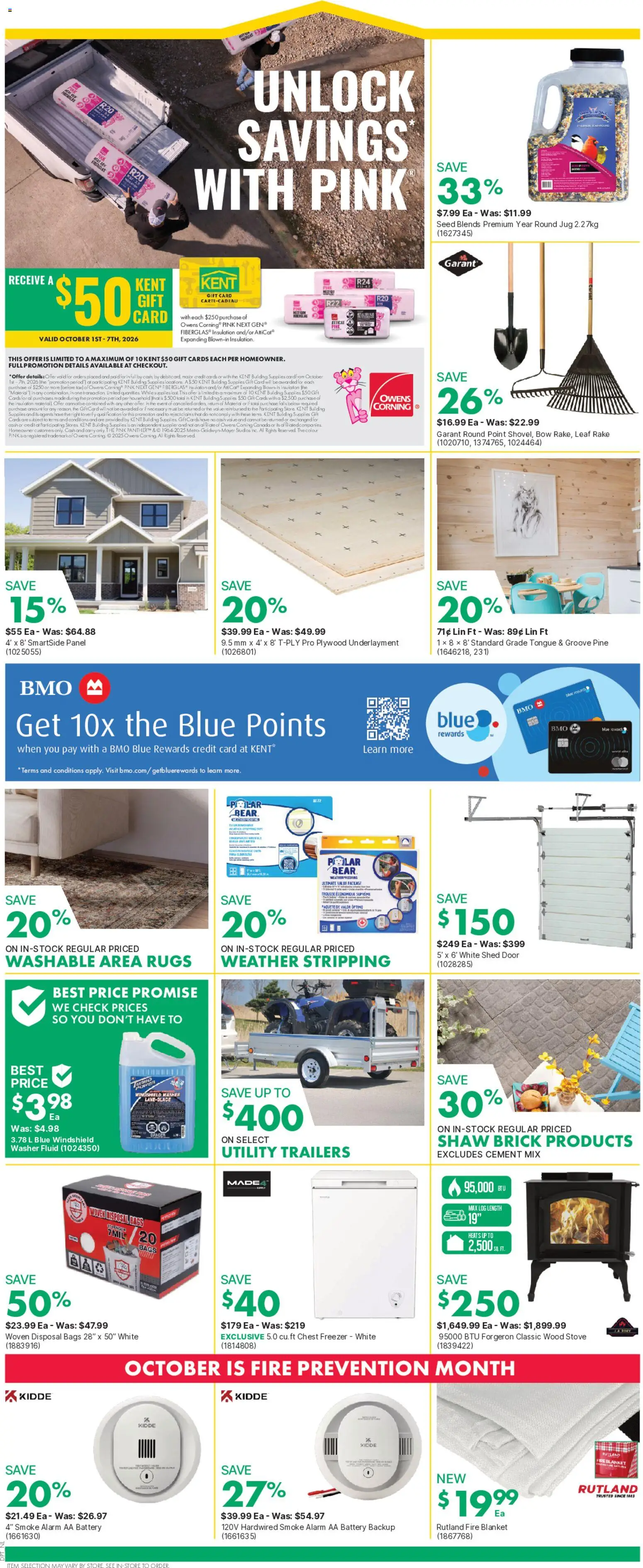 Kent flyer valid from Oct 1, 2026 | Page: 2 | Products: Stove, AA battery, Cement, Door