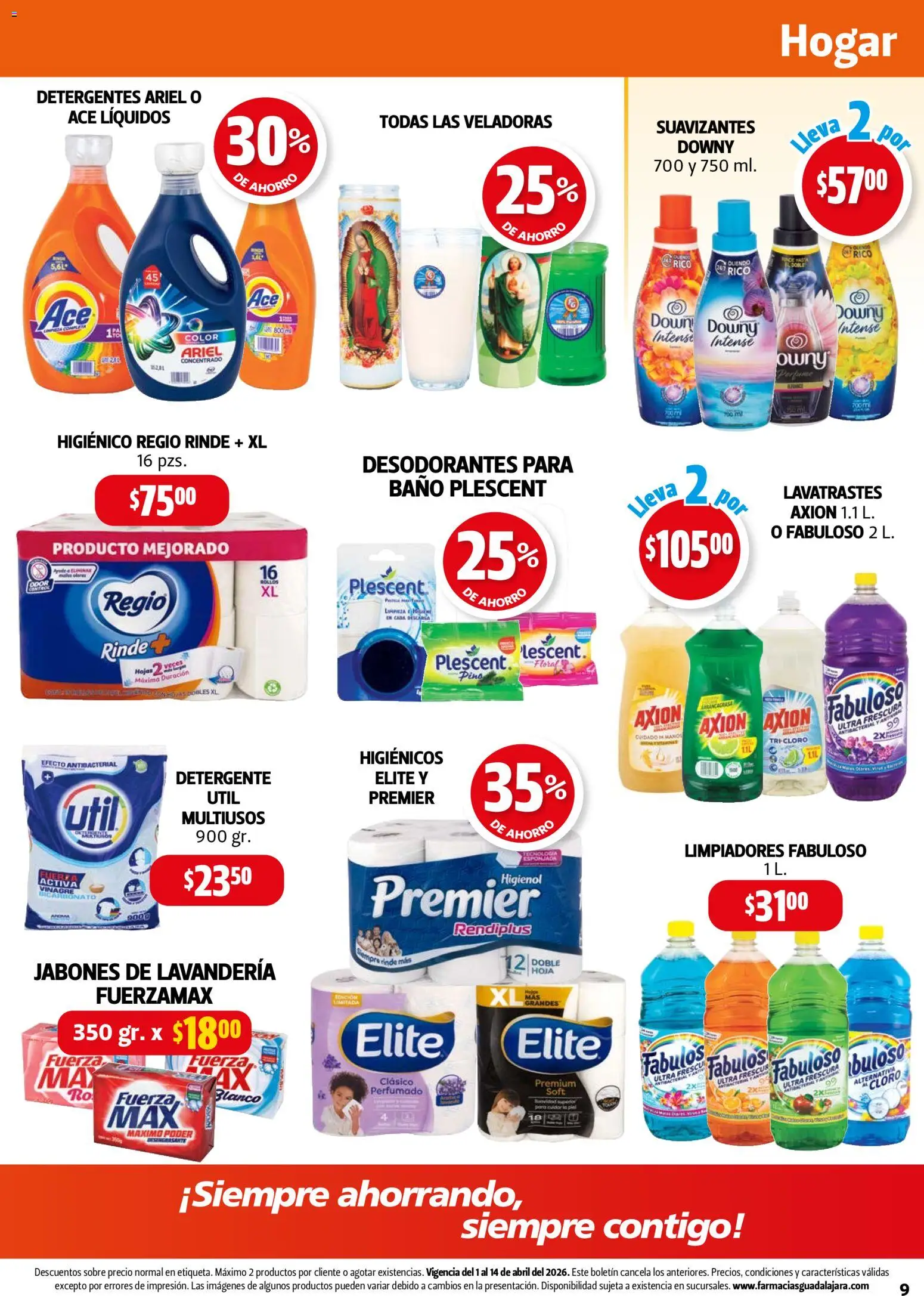 Nuevas ofertas de Farmacia Guadalajara válidas en toda la República Mexicana desde el 01.04.2026. ¡Encuentra las mejores ofertas en Farmacia Guadalajara catálogo! | Página: 9 | Productos: Detergente, Baño, Perfume, Sobre
