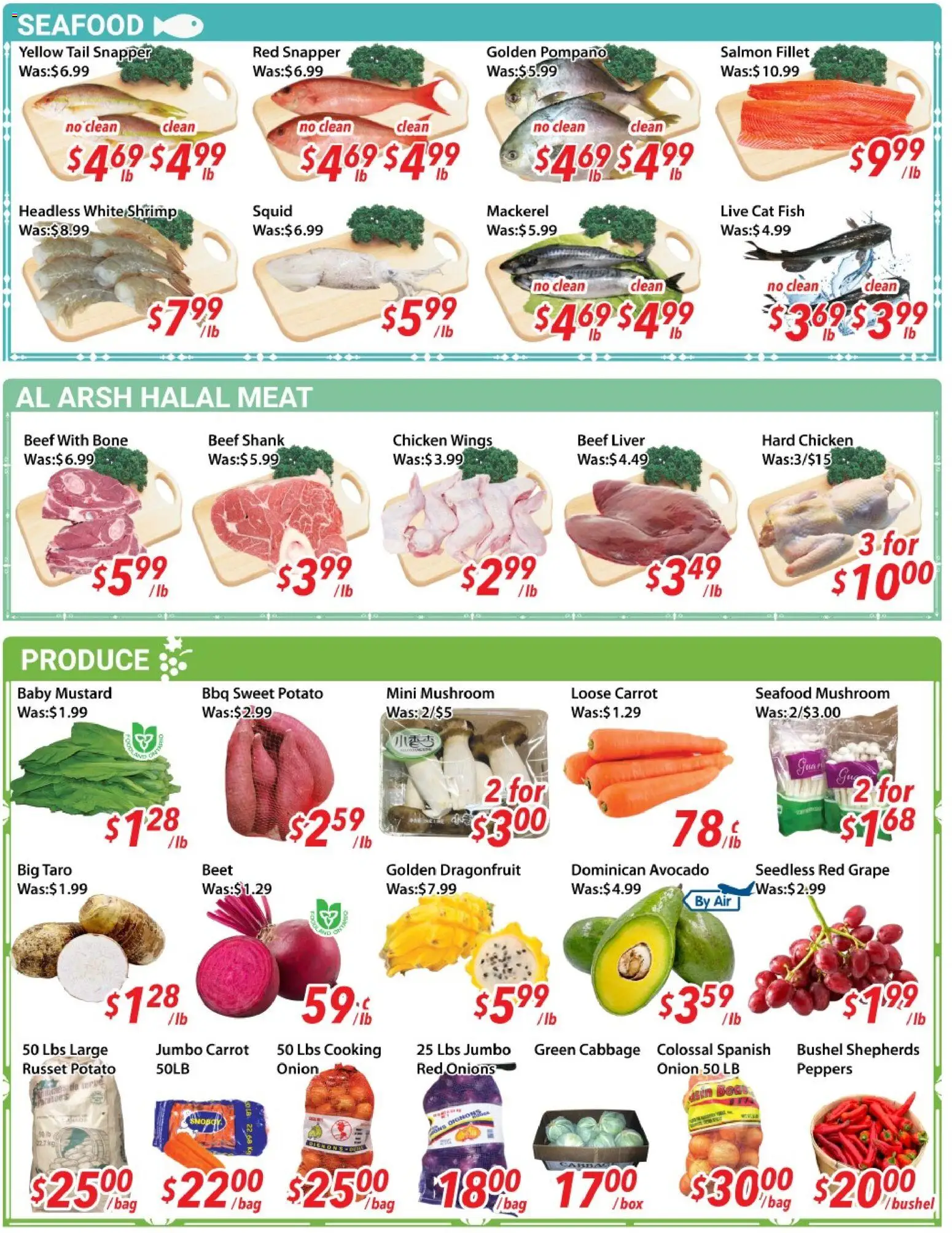 Ample Food Market flyer valid from Oct 2, 2026 | Page: 2 | Products: Beef, Chicken wings, Salmon fillet, Bag