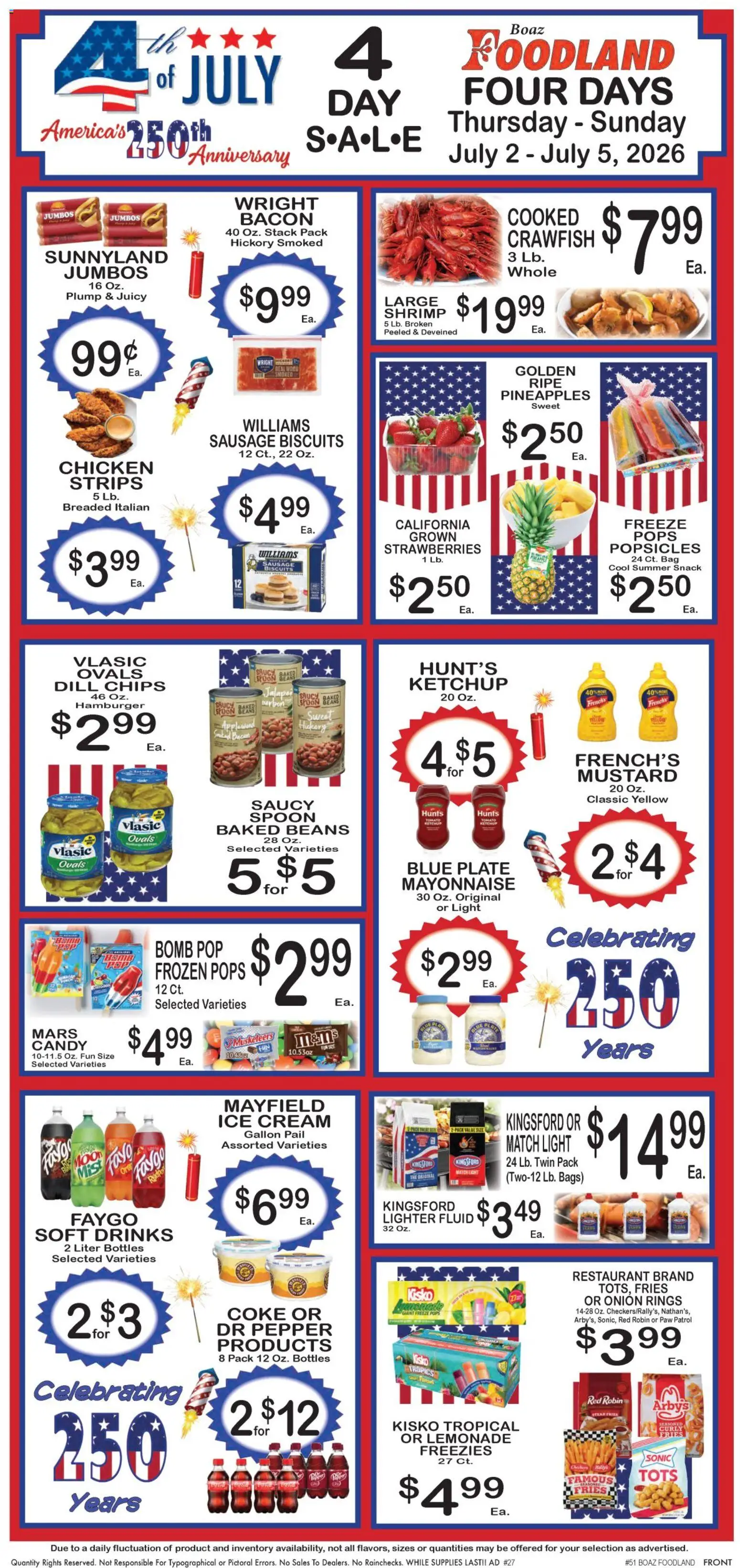 Foodland Weekly Ad - valid from 06/30/2026 | Page: 5 | Products: Strawberries, Mayonnaise, Sausage, Lighter