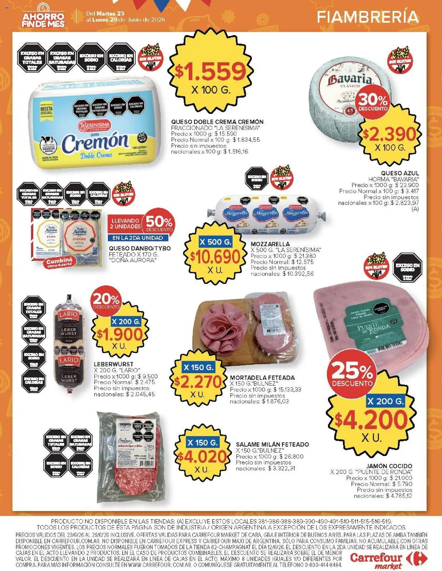 Carrefour Market catálogo │ válido desde el 23/06/2026 | Página: 6 | Productos: Teléfono, Peso, Sobre, Jamón
