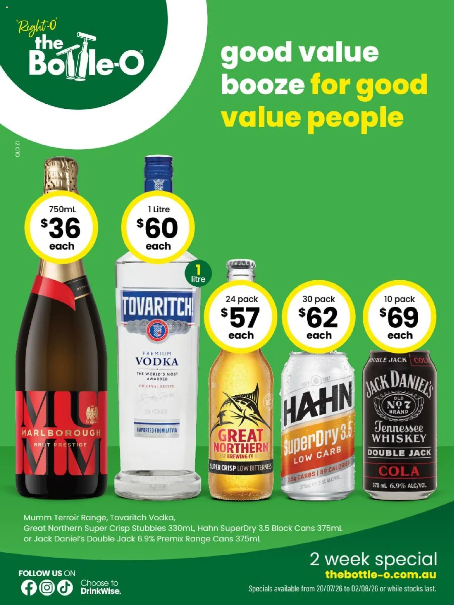 The Bottle-O catalogue - valid from 20/07/2026 | Page: 1 | Products: Vodka, Whiskey