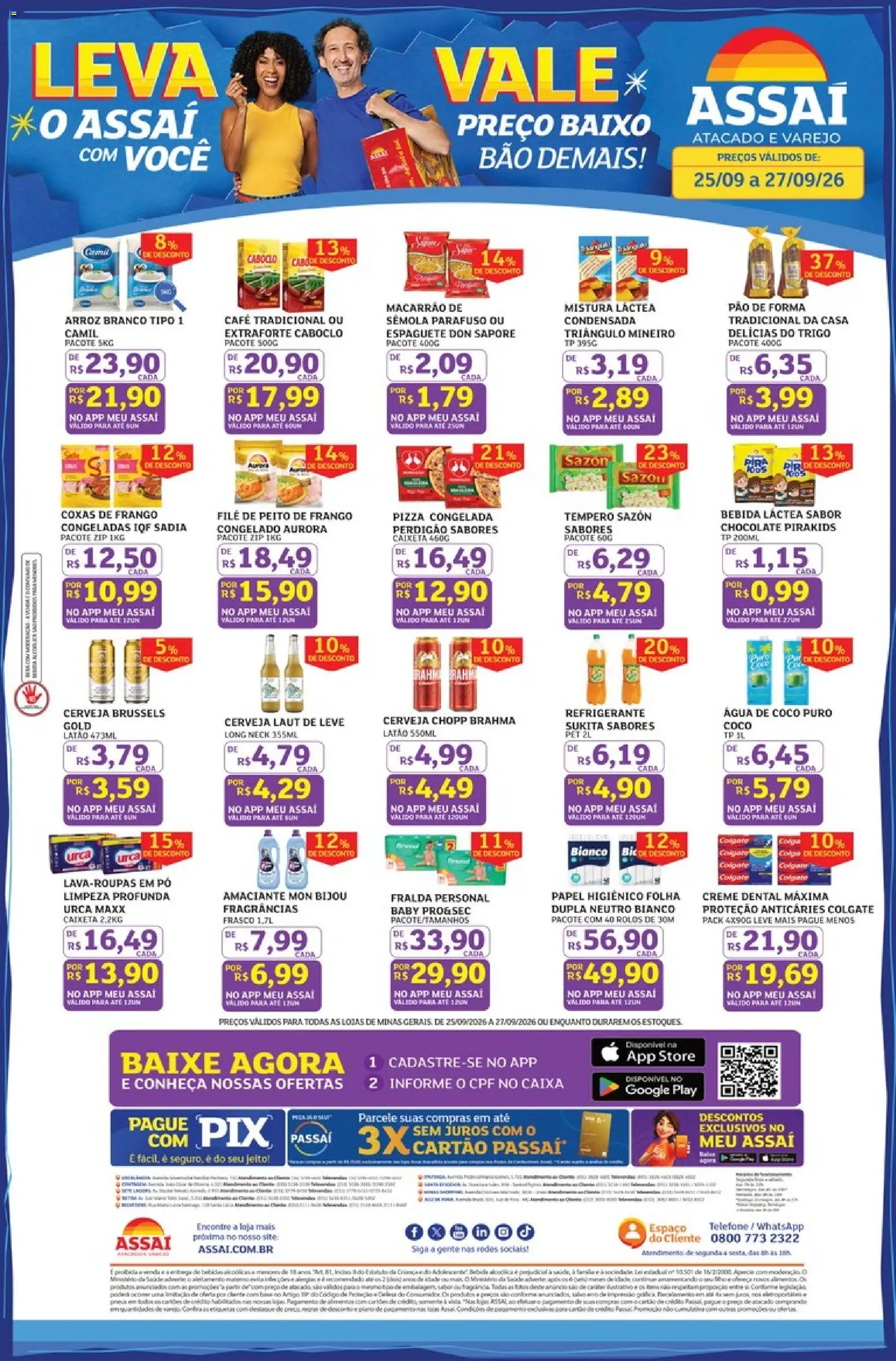Assaí Atacadista Folheto - válido de 25/09/2026 | Página: 1 | Produtos: Caixa, Pão de forma, Baixo, Frango