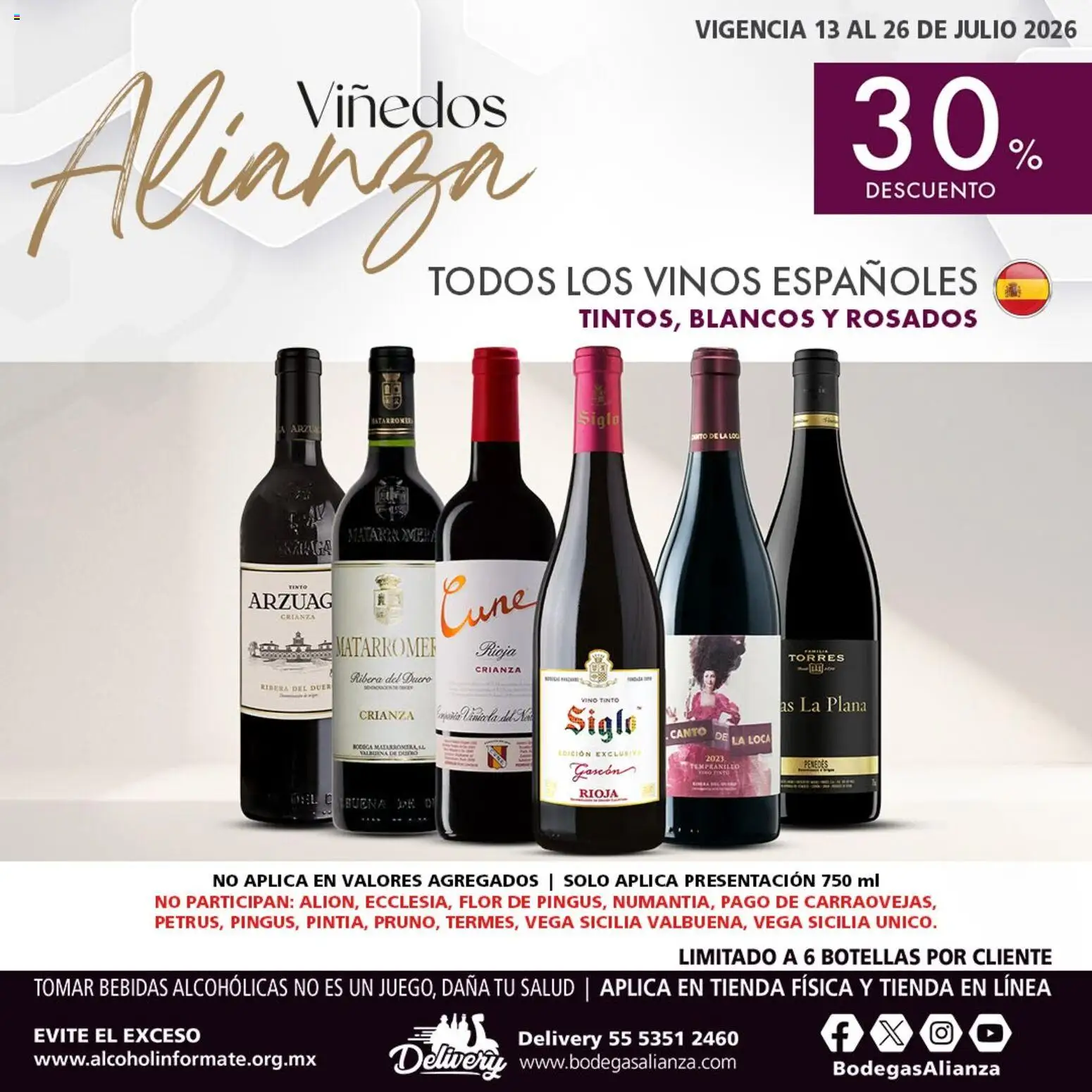 Nuevas ofertas de Bodegas Alianza válidas en toda la República Mexicana desde el 13/07/2026. ¡Encuentra las mejores ofertas en Bodegas Alianza catálogo Viñedos Alianza! | Página: 2 | Productos: Vino tinto, Bebidas, Vino