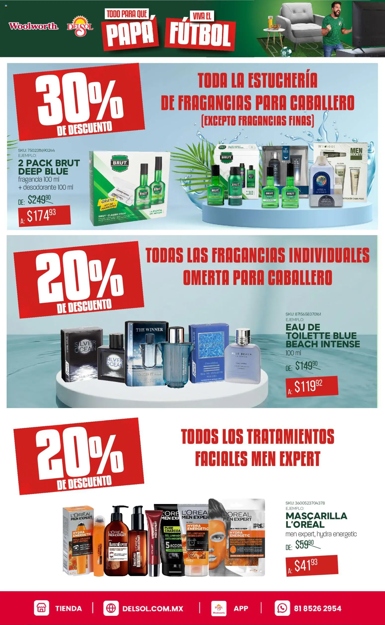 Nuevas ofertas de Del Sol y Woolworth válidas en toda la República Mexicana desde el 15.06.2026. ¡Encuentra las mejores ofertas en Del Sol y Woolworth catálogo! | Página: 15 | Productos: Desodorante, Papa, Mascarilla, Eau de toilette