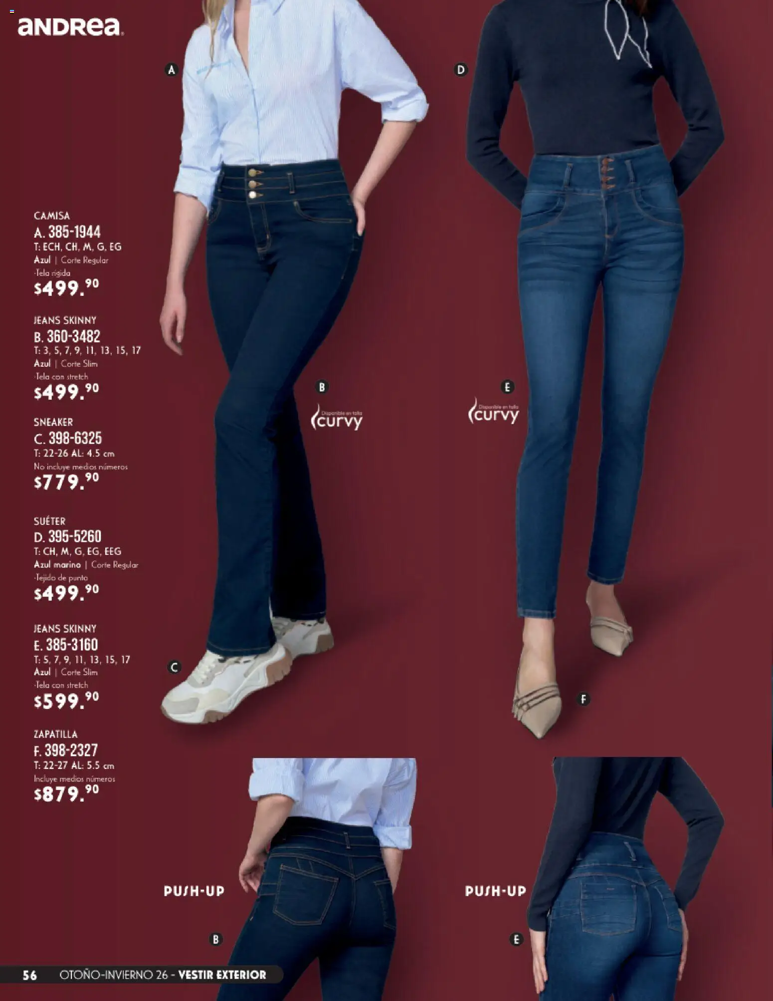 Nuevas ofertas de Andrea válidas en toda la República Mexicana desde el 23/08/2026. ¡Encuentra las mejores ofertas en Andrea catálogo Vestir! | Página: 56 | Productos: Suéter, Camisa