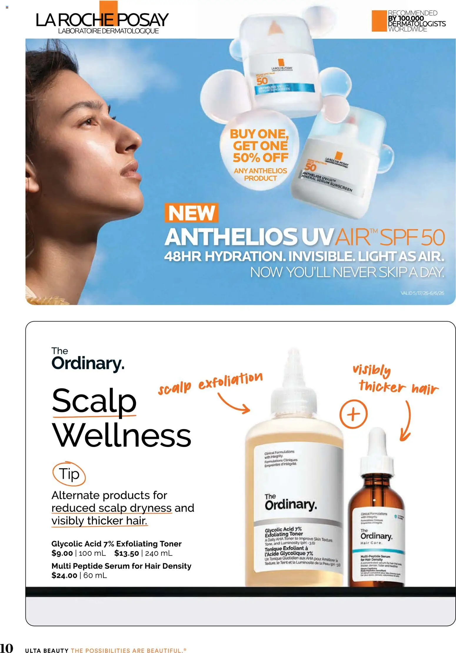 Ulta Beauty Weekly Ad - valid from 17.05.2026 | Page: 10 | Products: Sunscreen, Toner