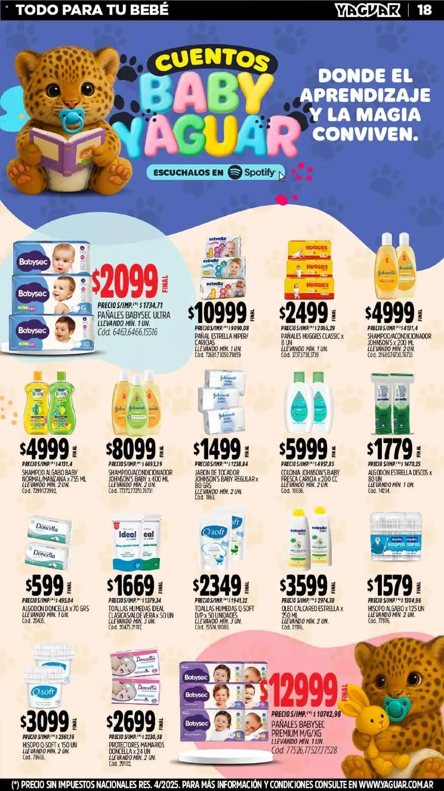 Yaguar catálogo │ válido desde el 13.04.2026 | Página: 18 | Productos: Algodón, Shampoo, Jabón, Pañales
