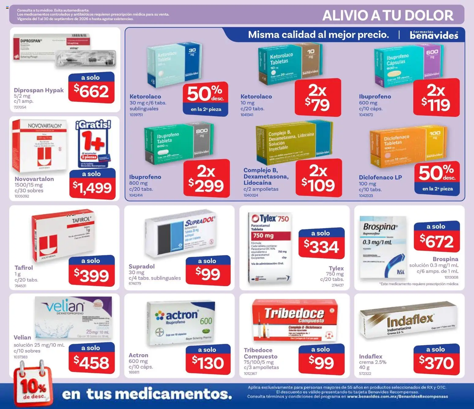 Nuevas ofertas de Farmacia Benavides válidas en toda la República Mexicana desde el 01/09/2026. ¡Encuentra las mejores ofertas en Farmacia Benavides catálogo! | Página: 3 | Productos: Crema, Cápsulas, Tableta
