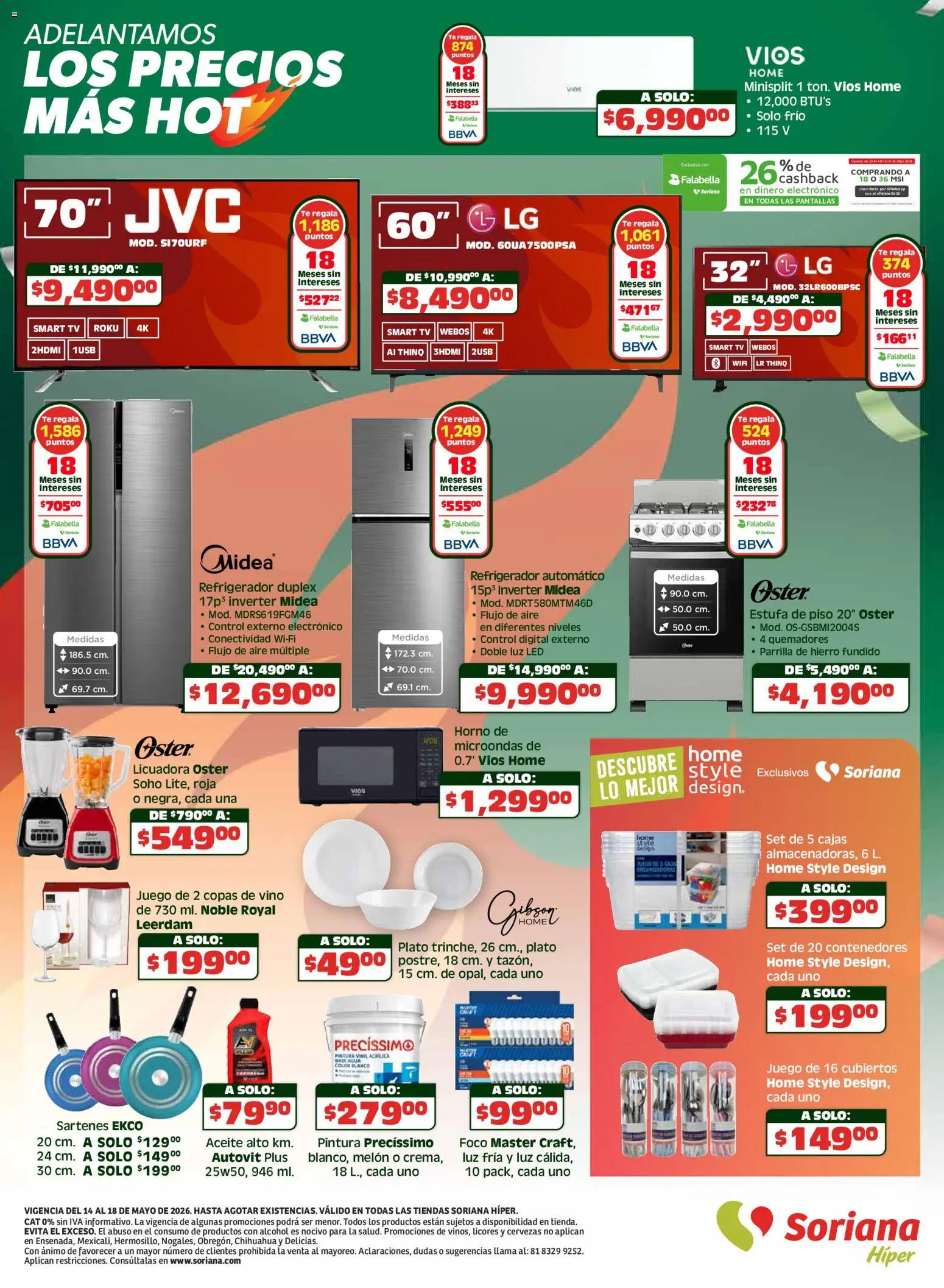 Nuevas ofertas de Soriana válidas en toda la República Mexicana desde el 14.05.2026. ¡Encuentra las mejores ofertas en Soriana Ofertas Re Locas Híper Nacional! | Página: 8 | Productos: Licuadora, Vino, Té, Foco