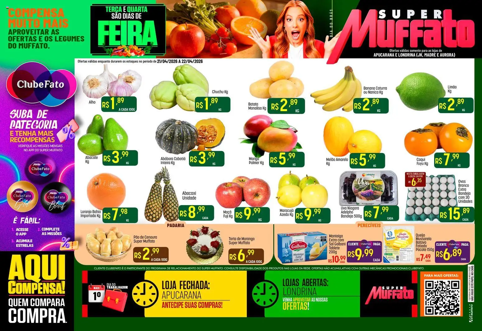 Super Muffato Folheto - válido de 21.04.2026 | Página: 1 | Produtos: Caqui, Maracujá, Abóbora, Alho