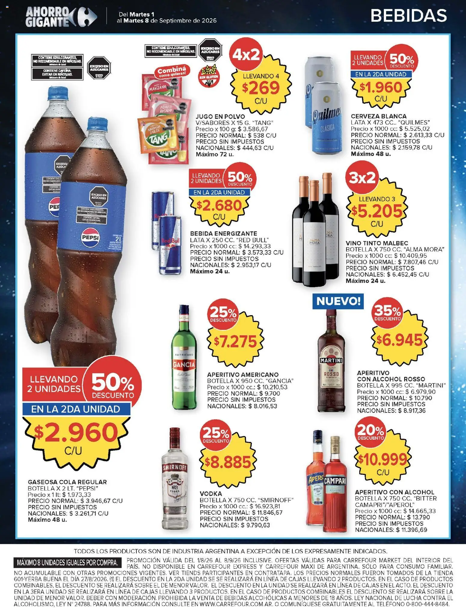 Carrefour Market - Catalógo │ válido desde el 01/09/2026 | Página: 11 | Productos: Teléfono, Campari, Gaseosa, Alcohol
