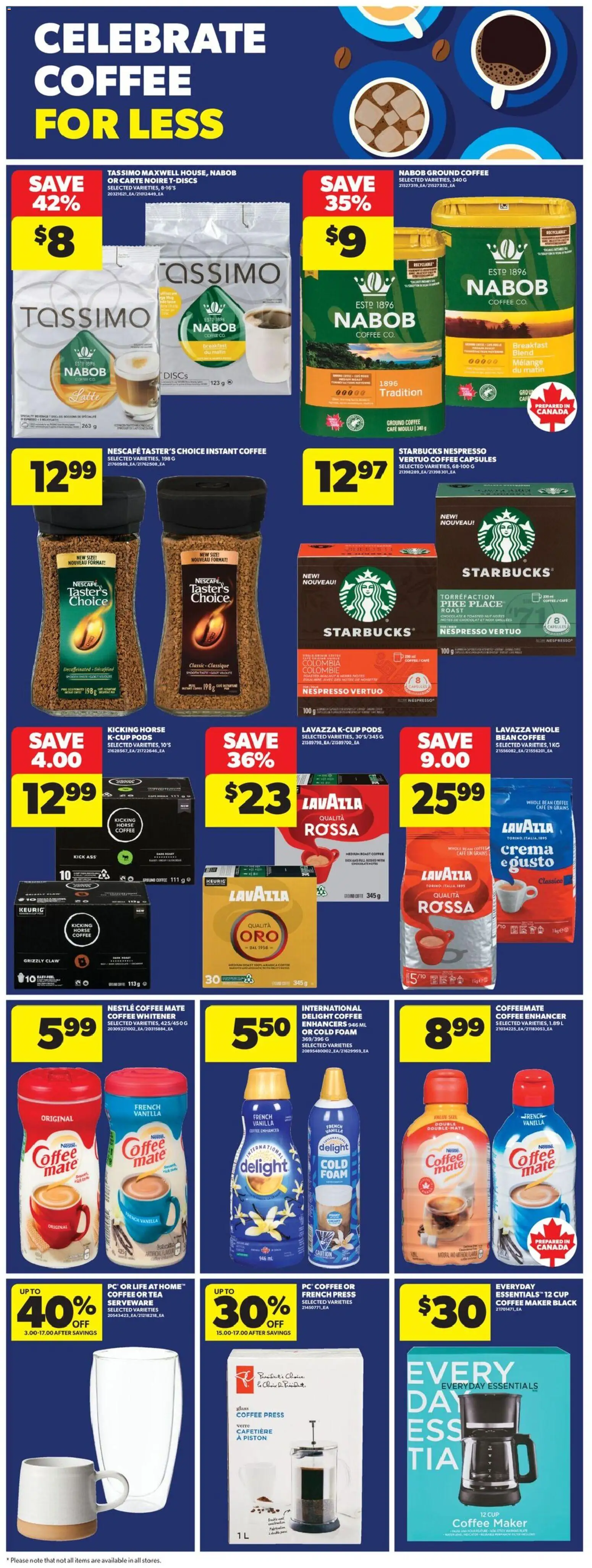 Real Canadian Superstore flyer valid from Oct 1, 2026 | Page: 30 | Products: Coffee maker, Foam, Coffee, Chocolate
