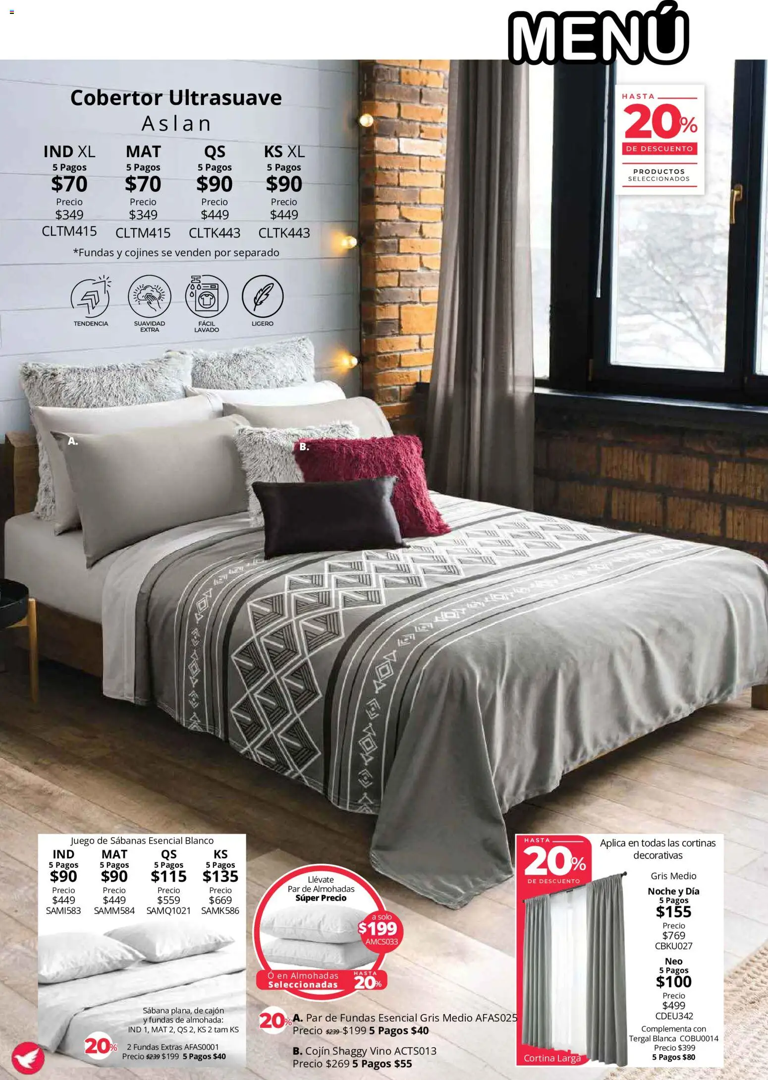 Nuevas ofertas de Colchas Concord válidas en toda la República Mexicana desde el 01/08/2026. ¡Encuentra las mejores ofertas en Colchas Concord catálogo Colección Cobertor! | Página: 107 | Productos: Almohada, Vino, Sabanas, Cortinas