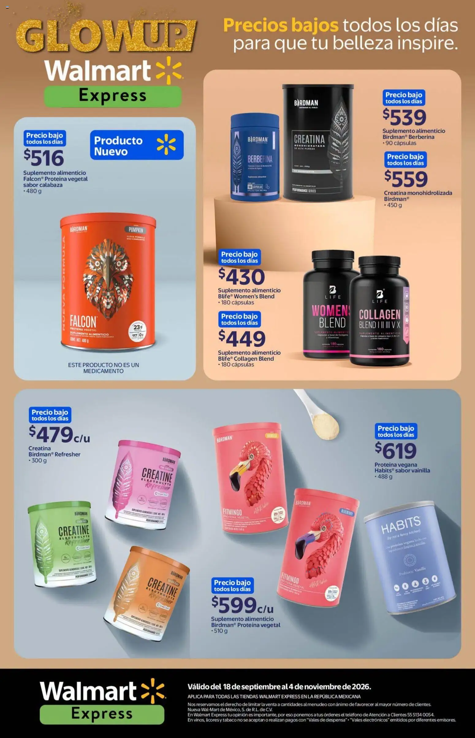 Nuevas ofertas de Walmart Express válidas en toda la República Mexicana desde el 18/09/2026. ¡Encuentra las mejores ofertas en Walmart Express folleto Belleza que inspira todos los días! | Página: 9 | Productos: Vainilla, Cápsulas, Proteína, Despensa