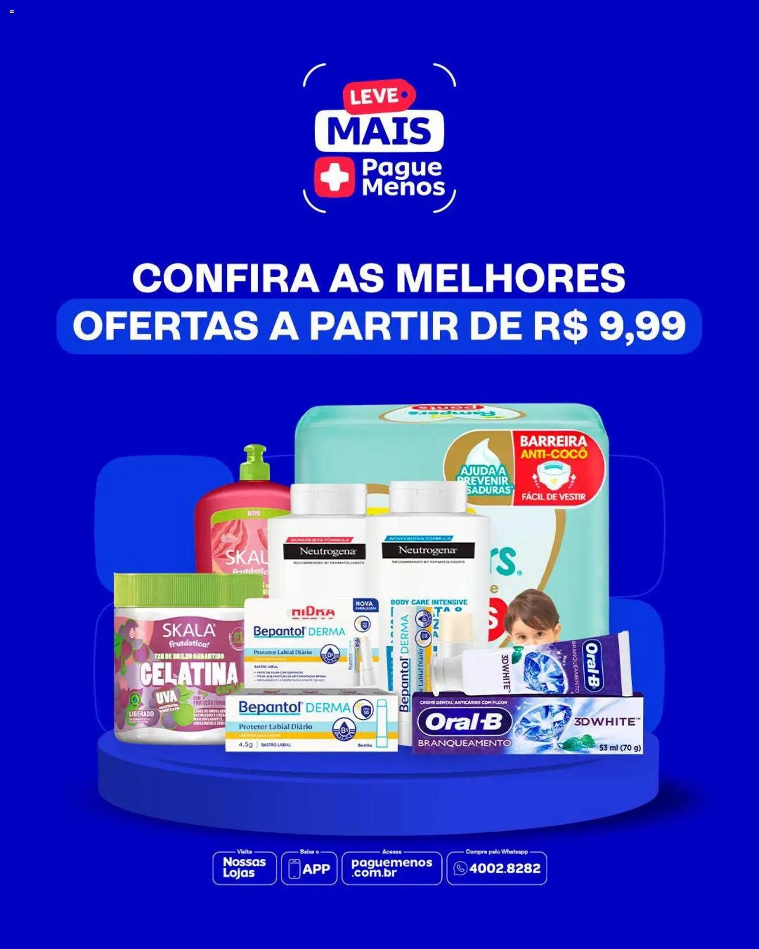 Pague Menos Folheto - válido de 10/08/2026 | Página: 1 | Produtos: Protetor labial, Creme dental, Body, Gelatina