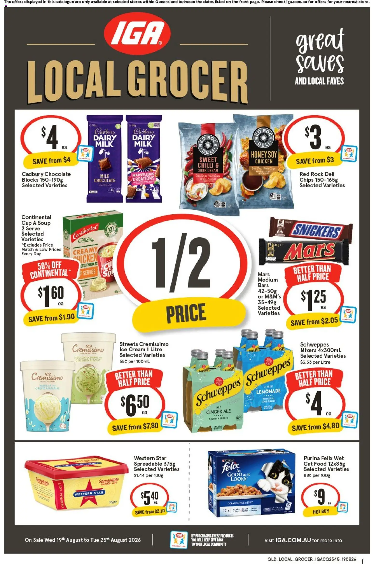 IGA catalogue - valid from 19/08/2026 | Page: 1 | Products: Dairy, Sour cream, Chips, Lemonade