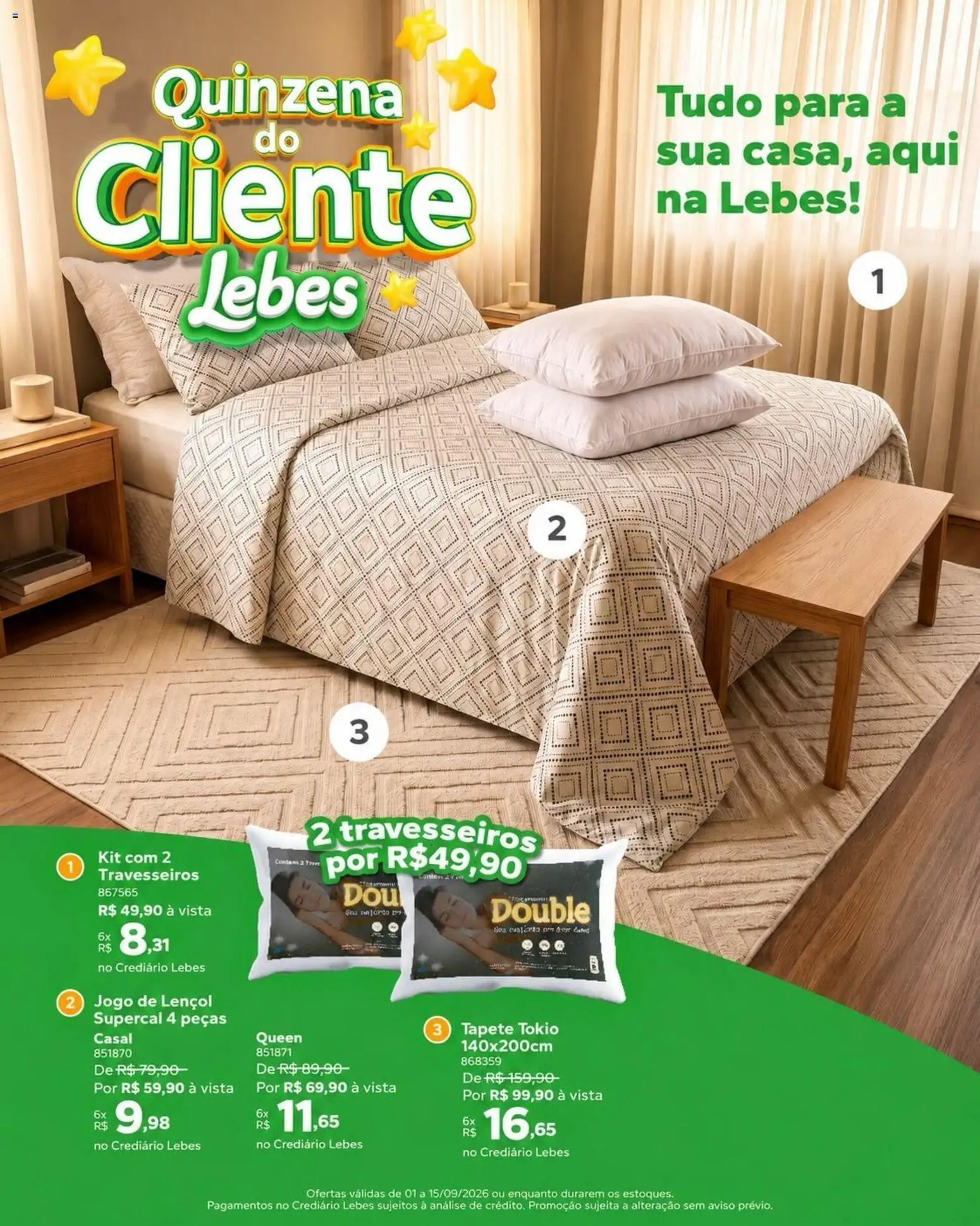 Lebes Folheto - válido de 01/09/2026 | Página: 1 | Produtos: Tapete, Lençol