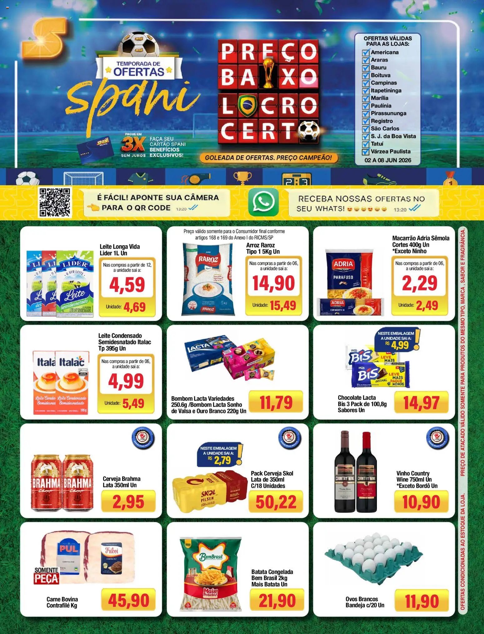 Spani Atacadista Folheto - válido de 02.06.2026 | Página: 1 | Produtos: Espaguete, Cerveja, Macarrão, Bombom