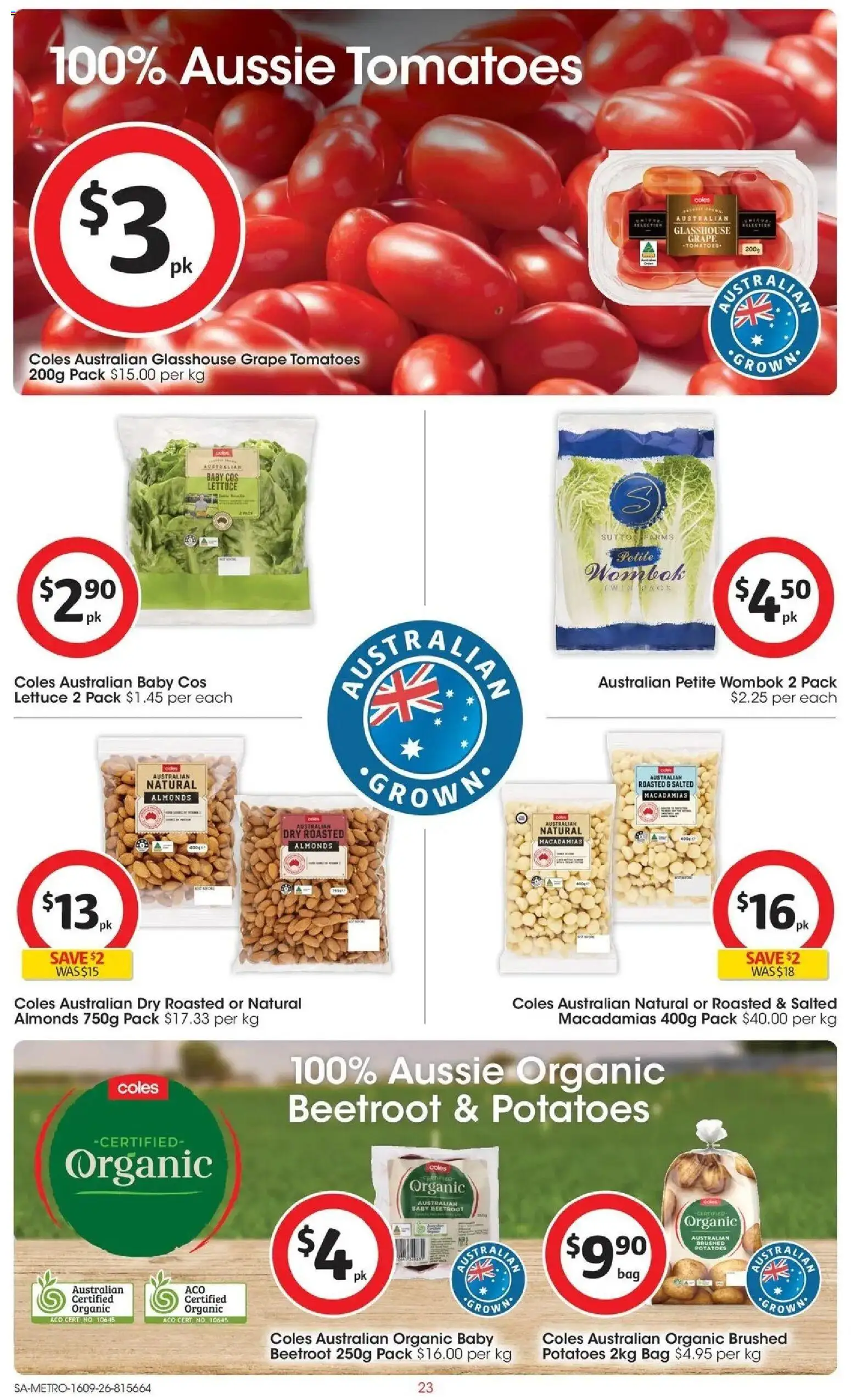 ﻿Coles catalogue valid from 16/09/2026 > Online Australia | Page: 23 | Products: Almonds, Lettuce, Beetroot, Bag