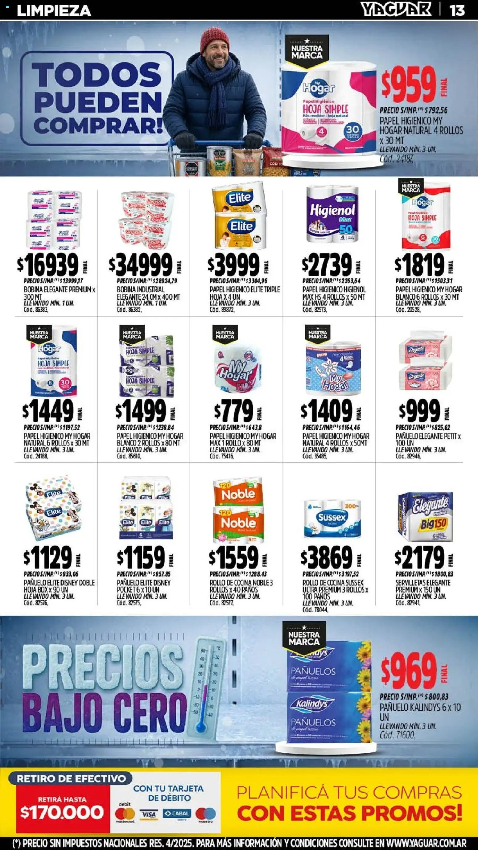 Yaguar - Oferta Semanal San Juan │ válido desde el 20/07/2026 | Página: 13 | Productos: Papel higiénico, Pañuelo, Cocina, Servilletas