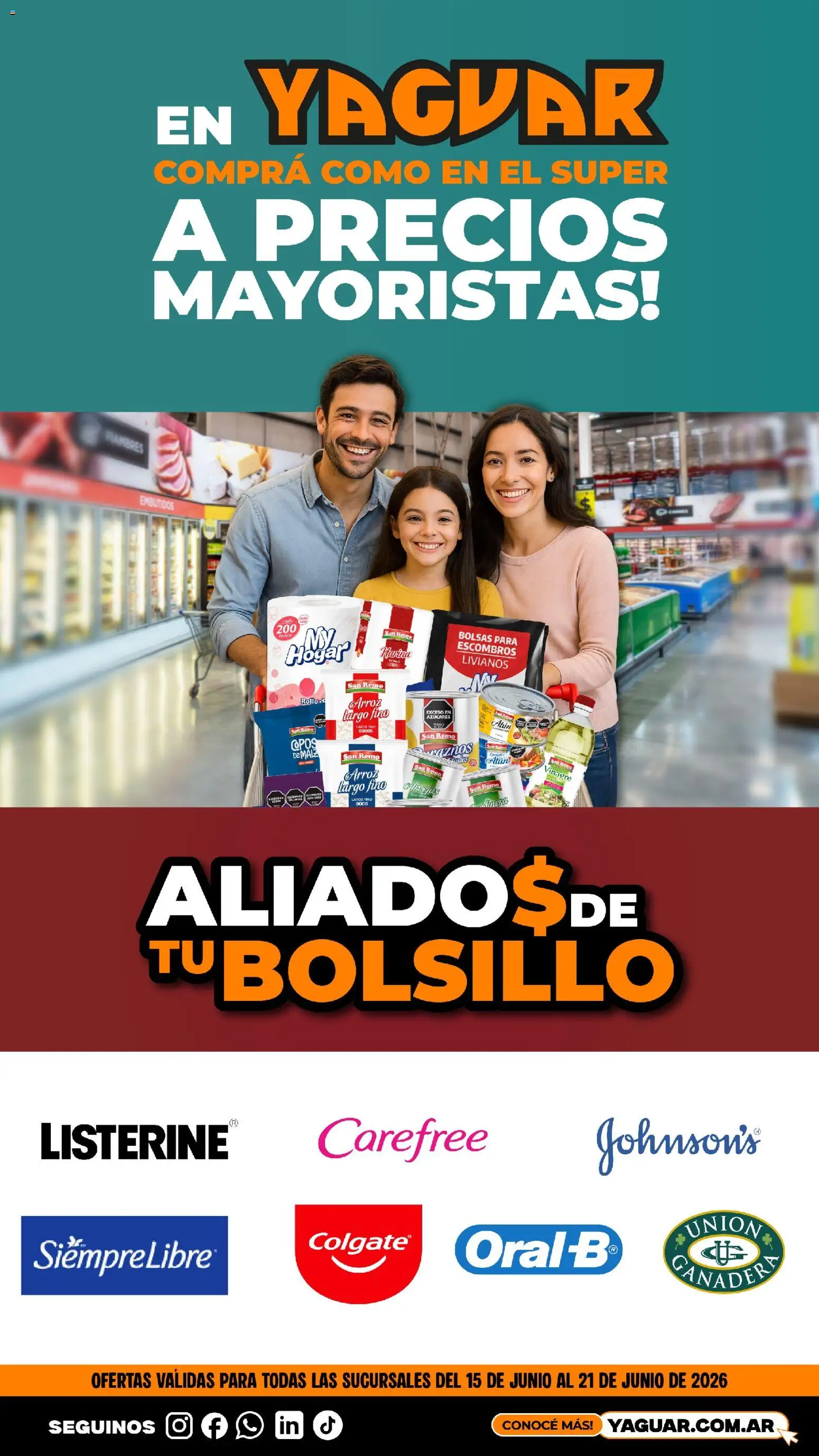 Yaguar - Aliados de tu bolsillo Santa Fé │ válido desde el 15.06.2026 | Página: 1 | Productos: Copos, Vinagre, Maiz, Arroz