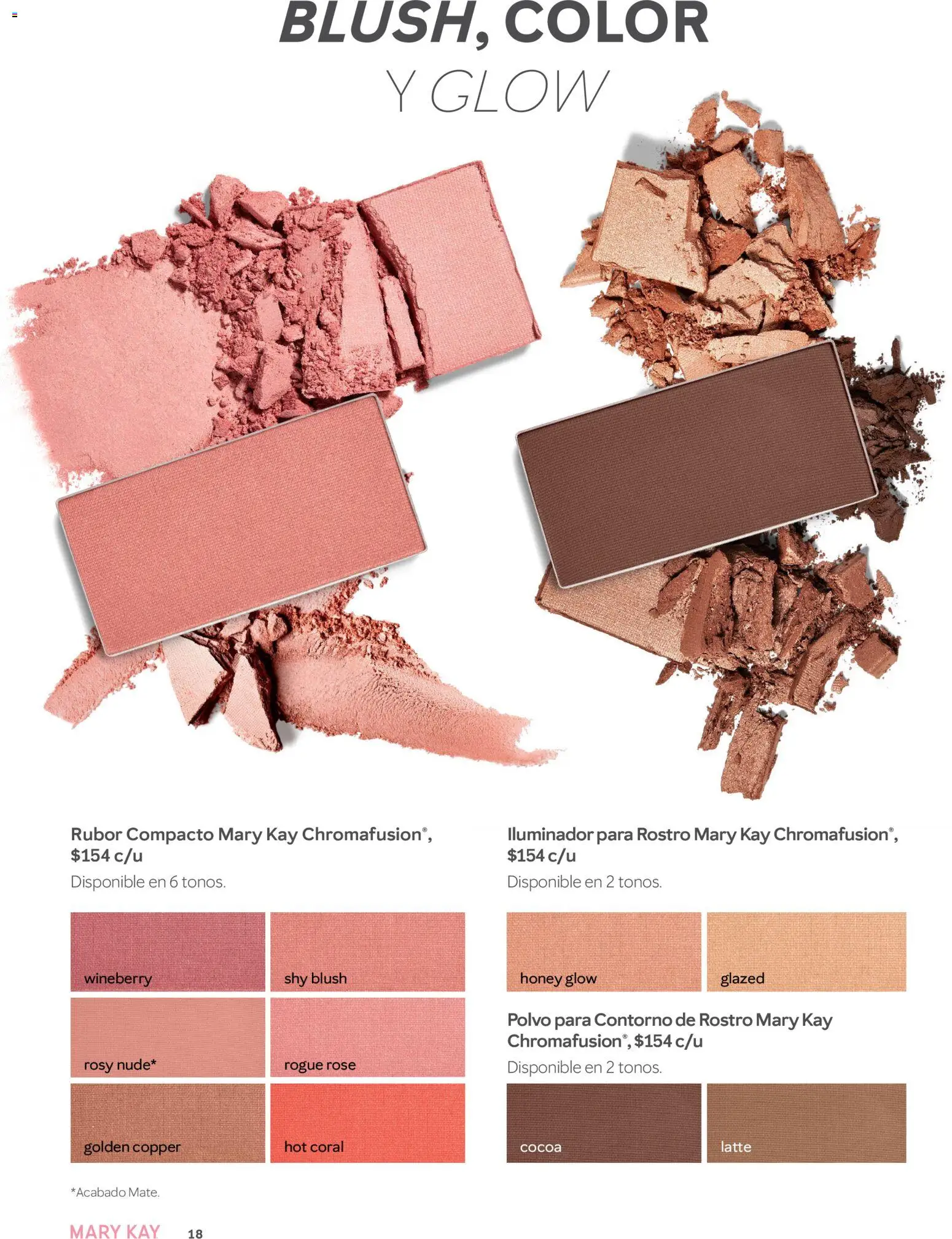 Nuevas ofertas de Mary Kay válidas en toda la República Mexicana desde el 01.04.2026. ¡Encuentra las mejores ofertas en Catálogo Mary Kay Abril 2026! | Página: 18 | Productos: Iluminador, Contorno, Polvo, Rubor