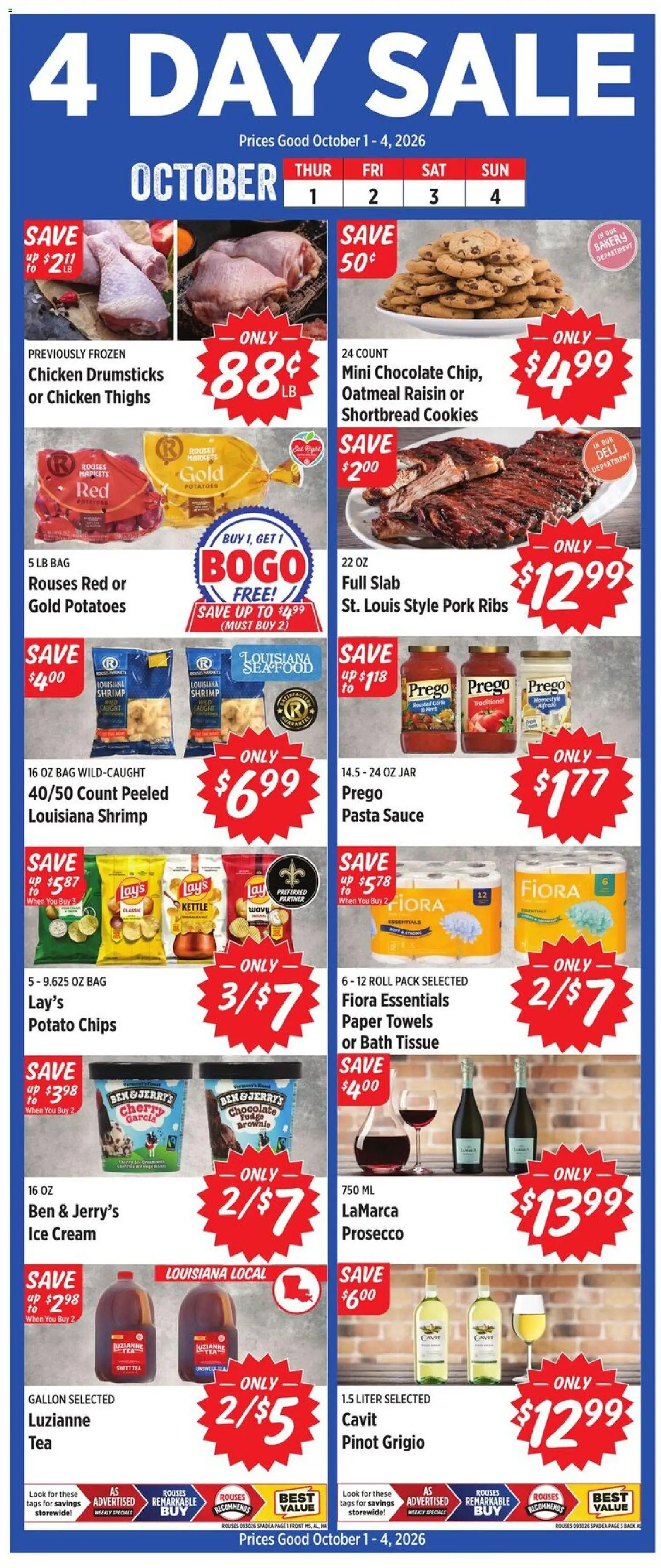 Rouses Weekly Ad - valid from 09/30/2026 | Page: 2 | Products: Pork ribs, Potato chips, Chocolate, Drumsticks