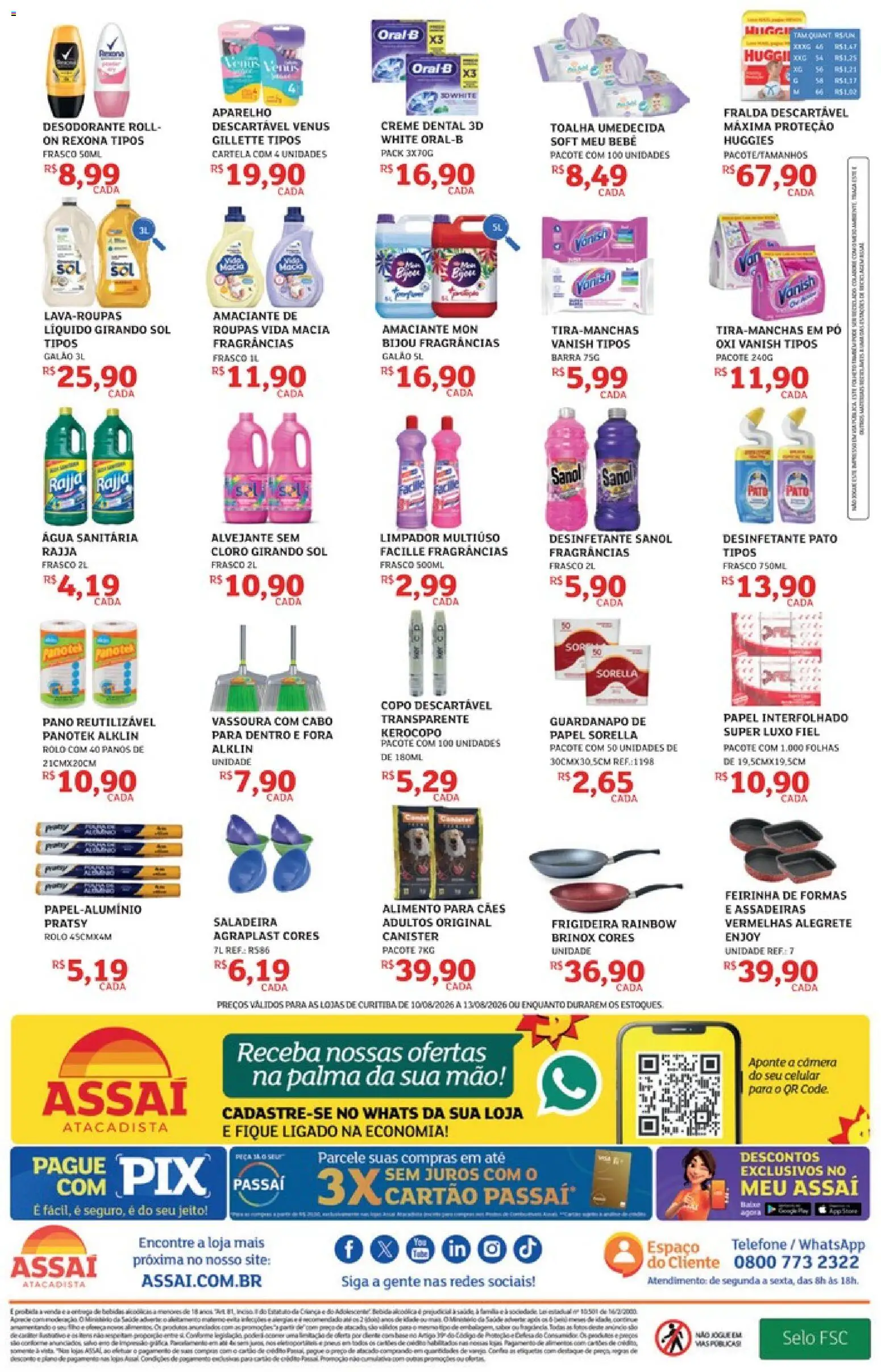 Assaí Atacadista Folheto - válido de 10/08/2026 | Página: 4 | Produtos: Cloro, Roupas, Creme dental, Pato