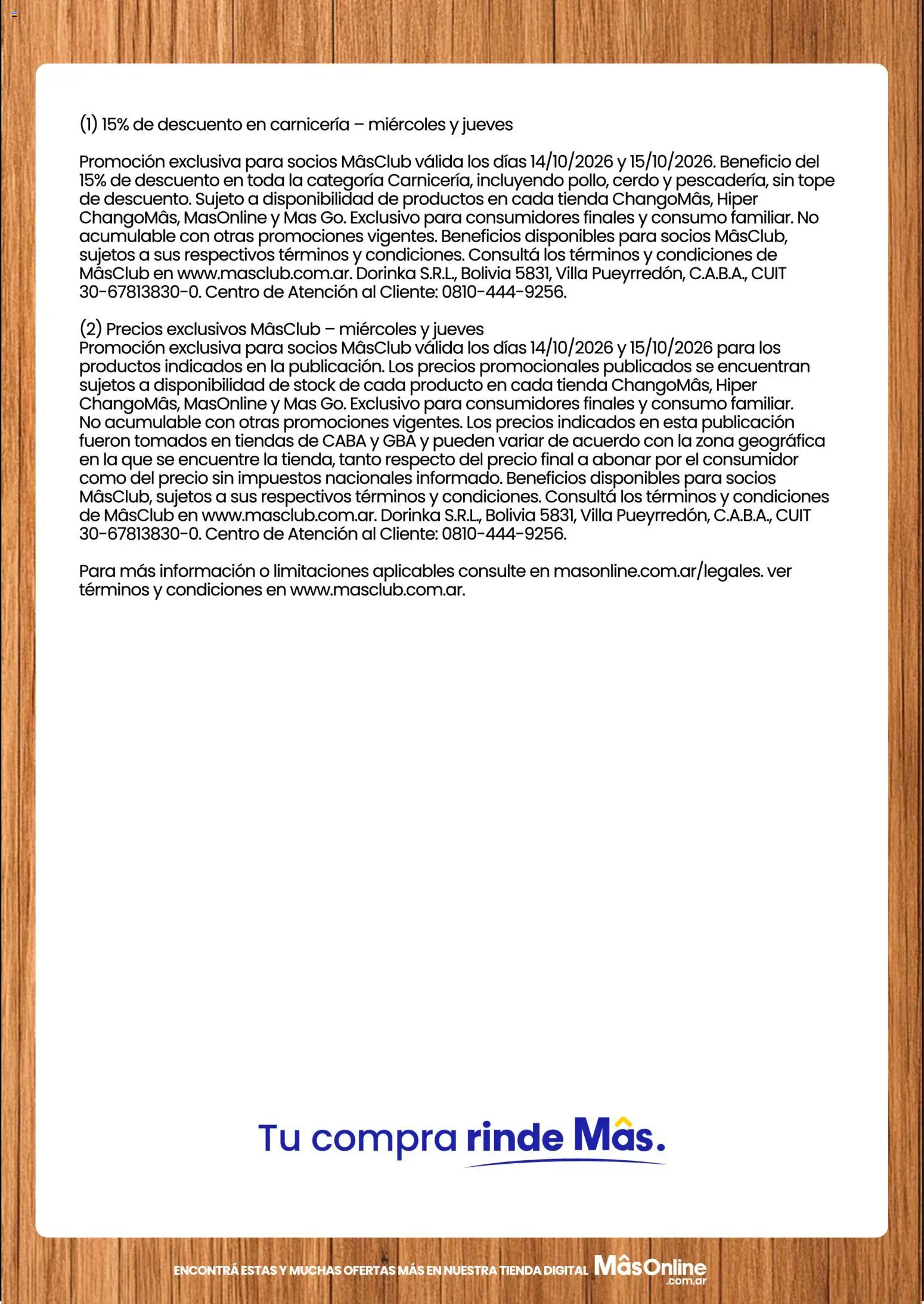 Changomas - 15 % En toda la Carnicería │ válido desde el 14/10/2026 | Página: 3