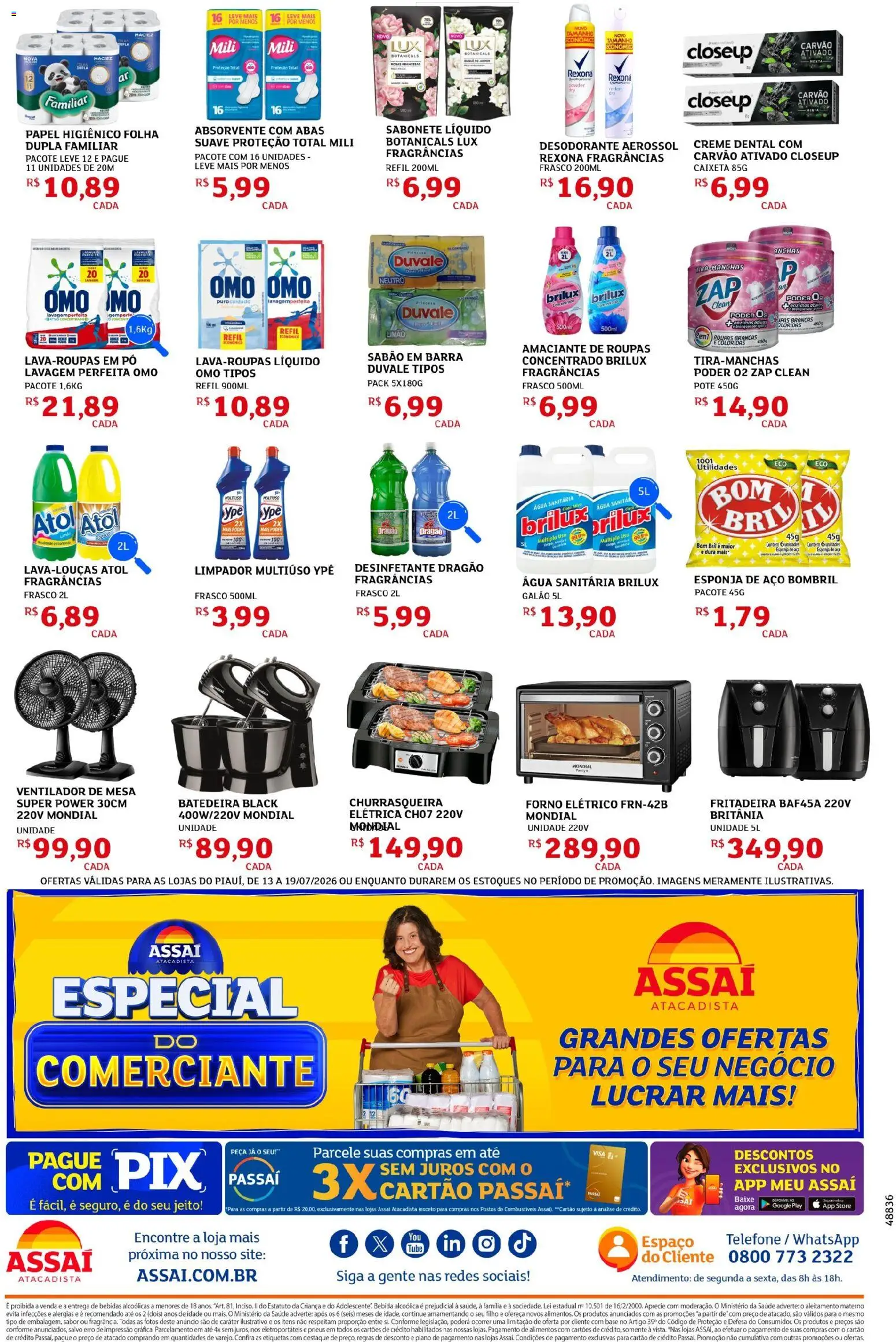 Assaí Atacadista Folheto - válido de 13/07/2026 | Página: 4 | Produtos: Forno, Pó, Base, Creme dental