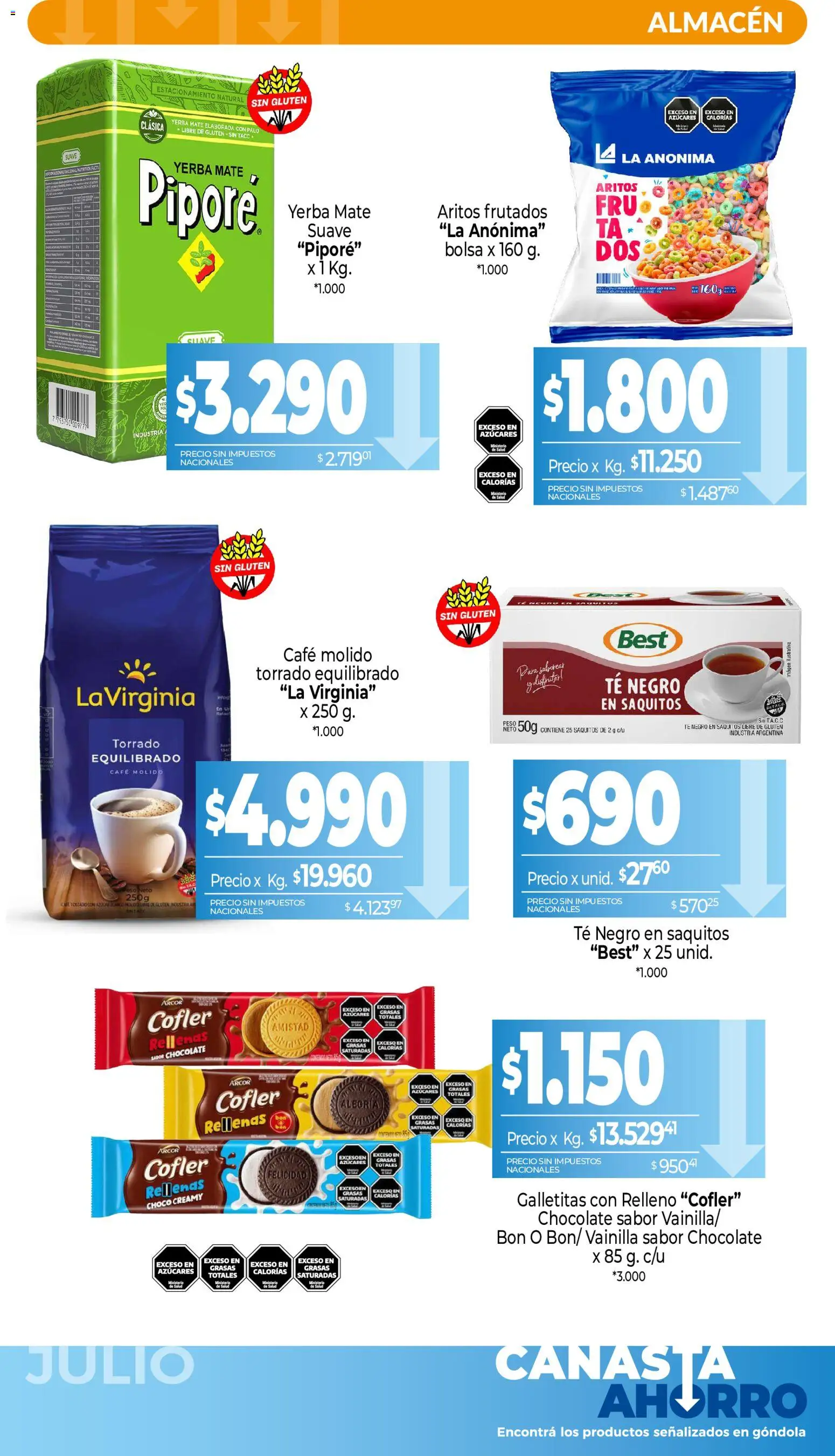 La Anonima catálogo │ válido desde el 01/07/2026 | Página: 6 | Productos: Bolsa, Peso, Café, Té