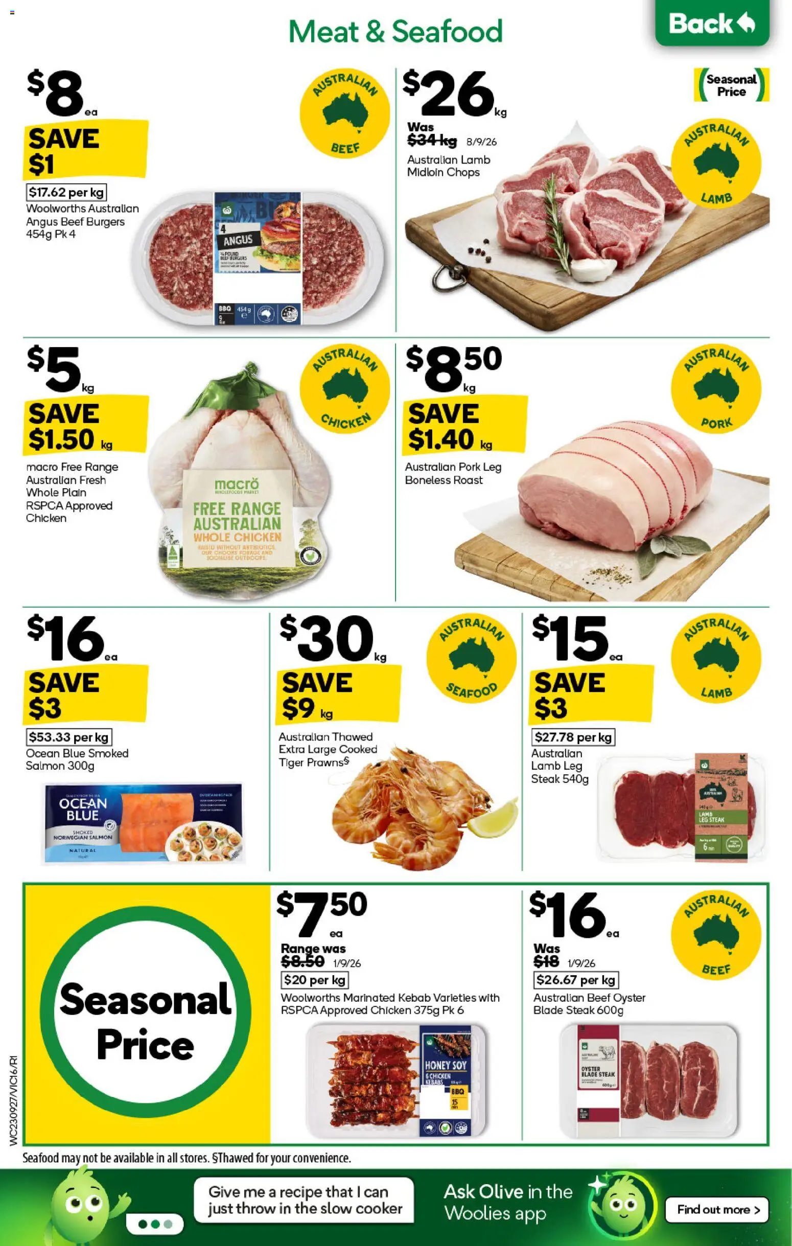 Woolworths catalogue - valid from 23/09/2026 | Page: 16 | Products: Chicken, Beef, Salmon, Whole chicken