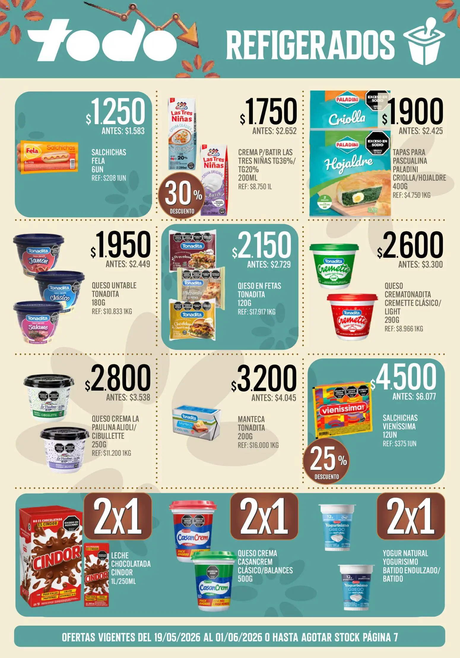 Supermercados TODO - Ofertas │ válido desde el 19.05.2026 | Página: 8 | Productos: Queso crema, Yogur, Cacao, Crema