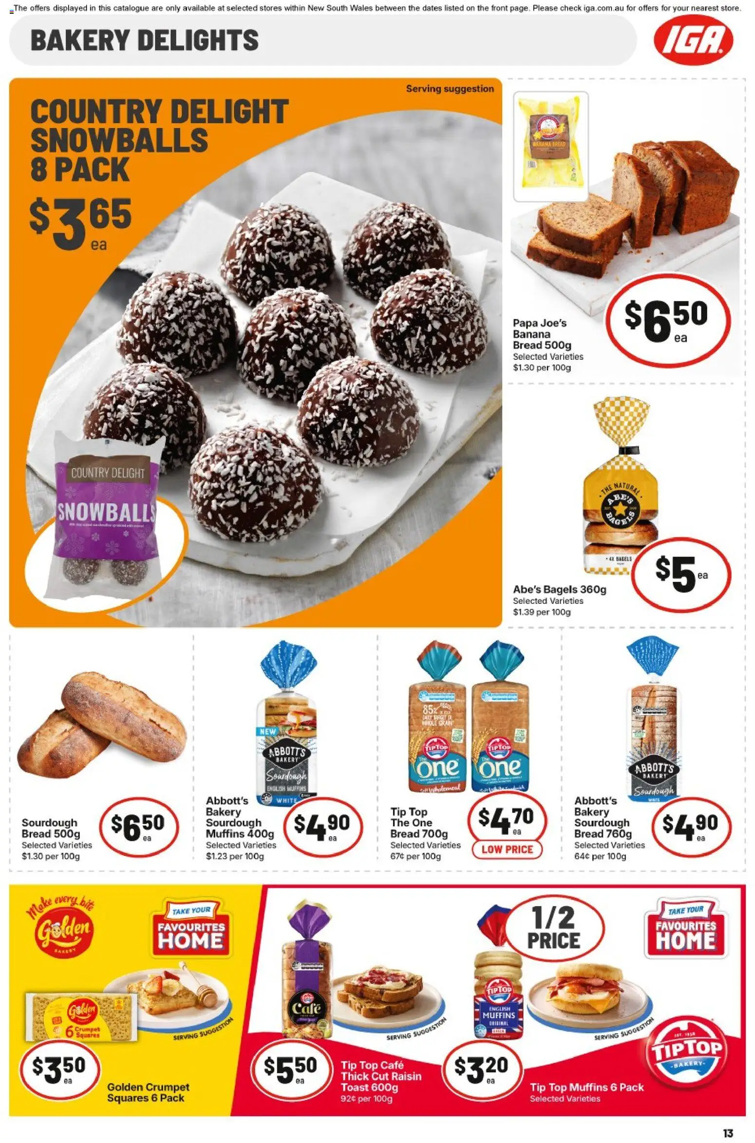 IGA catalogue - valid from 22/07/2026 | Page: 14 | Products: Bagels, Bread, Muffins, Bakery