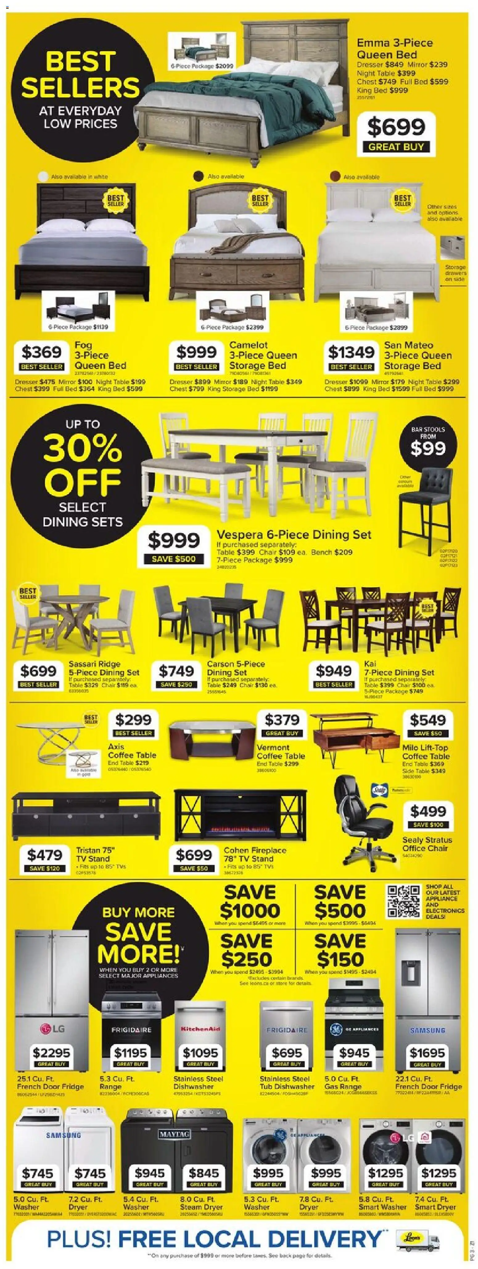 Leon's flyer valid from Aug 13, 2026 | Page: 3 | Products: Dishwasher, Ridge, Mirror, Coffee