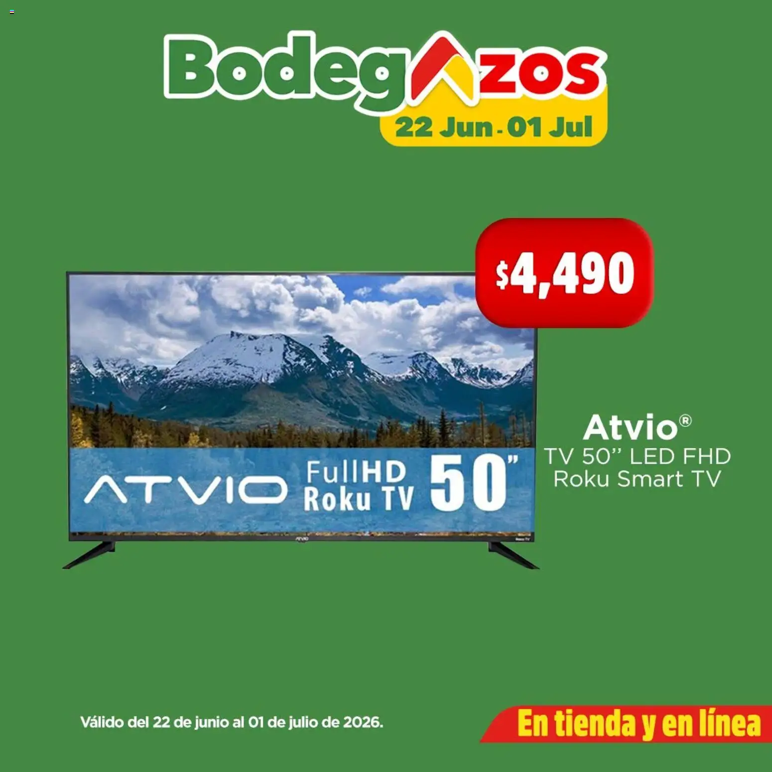 Nuevas ofertas de Bodega Aurrerá válidas en toda la República Mexicana desde el 22/06/2026. ¡Encuentra las mejores ofertas en Bodega Aurrerá folleto Pantalla nueva para los partidos! | Página: 4